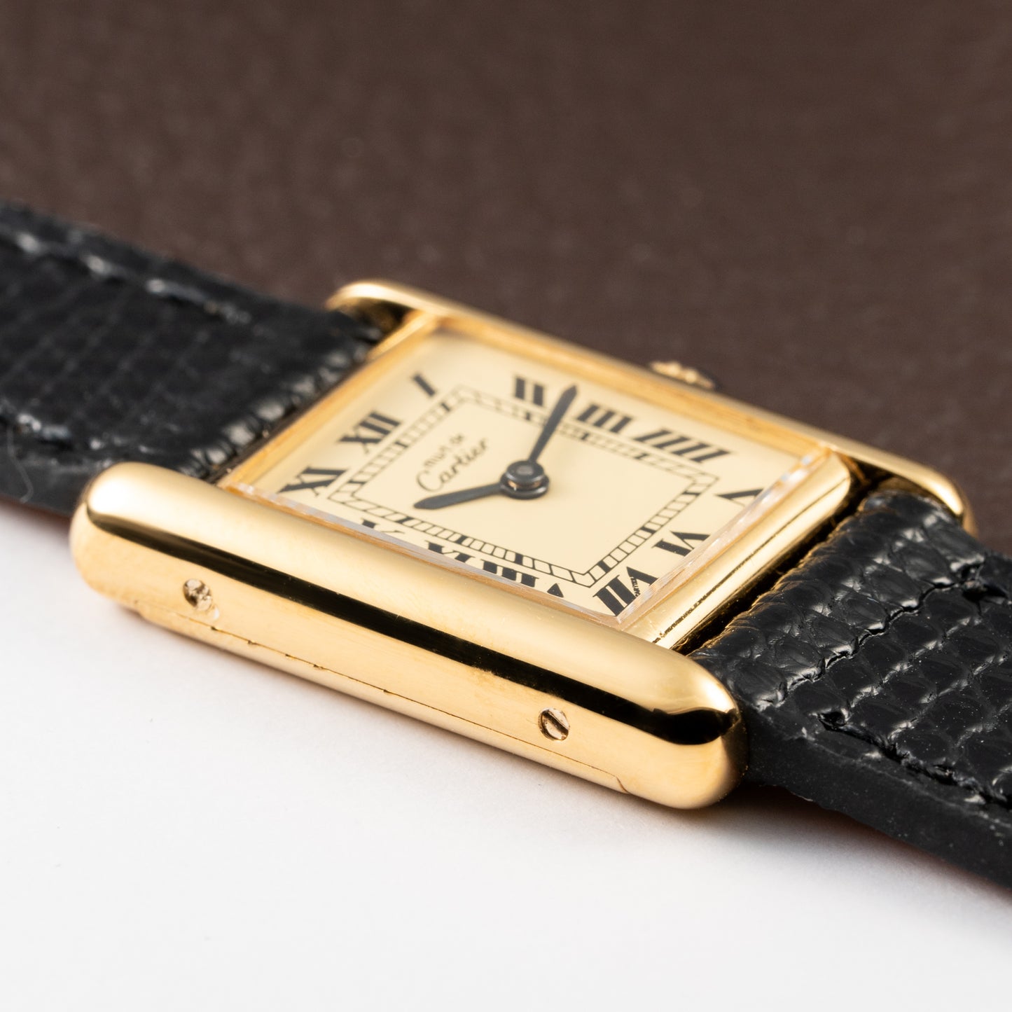 Cartier Tank Must de Roman Lemon Dial Vermeil PM 1980s