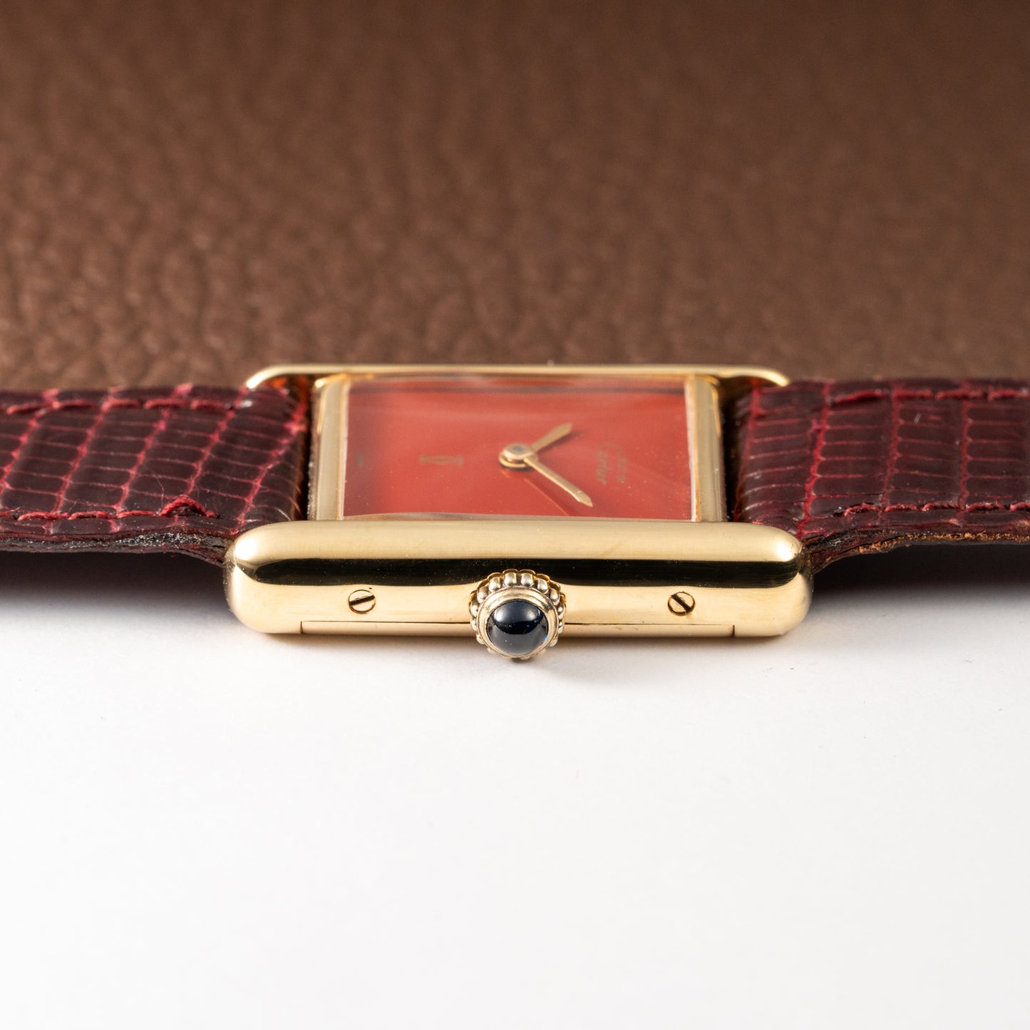 Cartier Must de Tank Vermeil Burgundy Red Dial PM 1980s