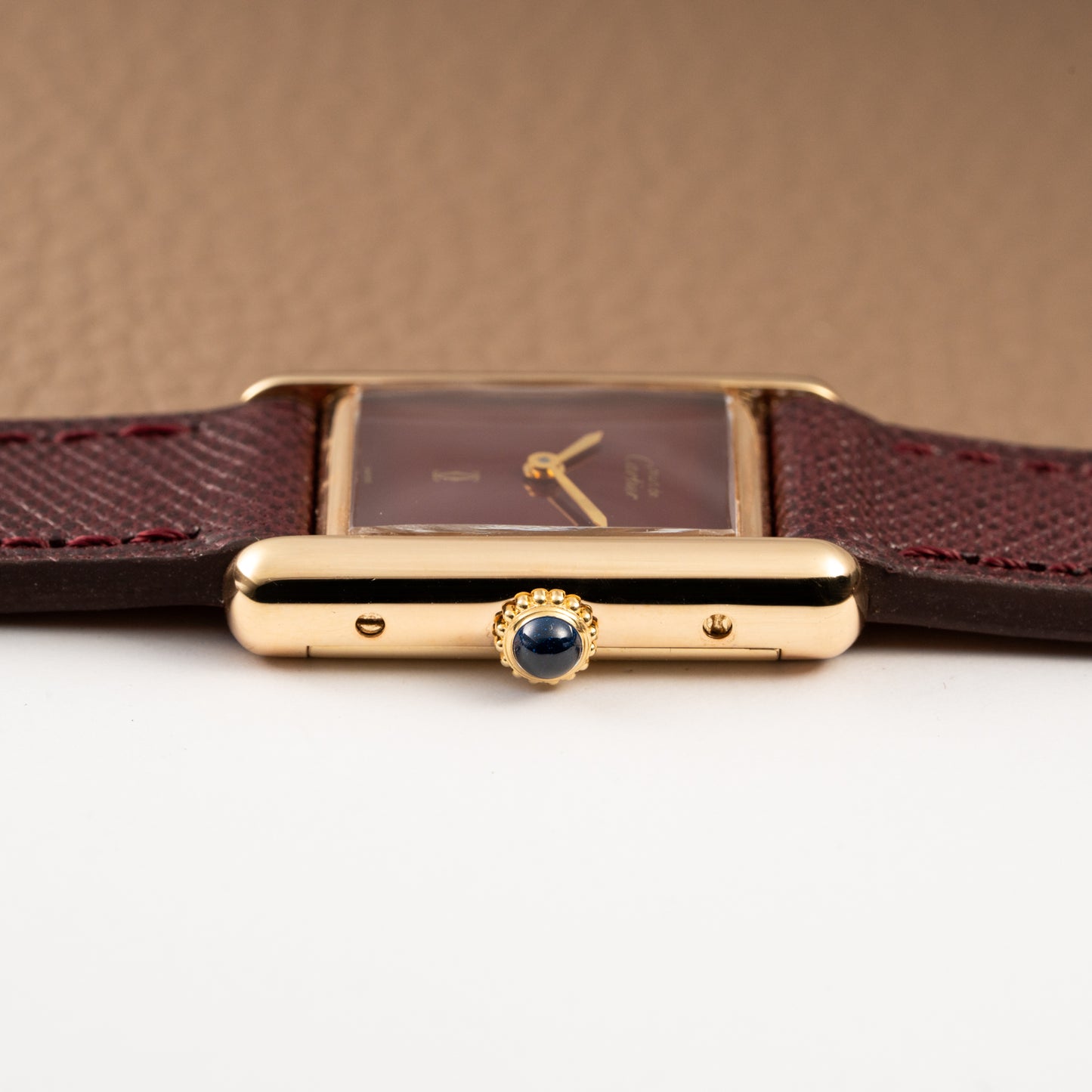 Cartier Must de Tank Vermeil Burgundy Red Dial PM 1980s