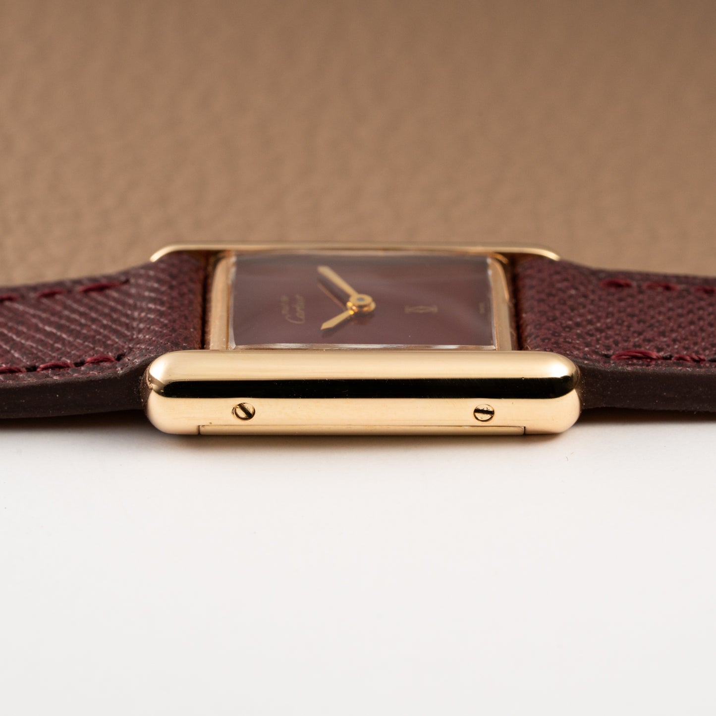 Cartier Must de Tank Vermeil Burgundy Red Dial PM 1980s