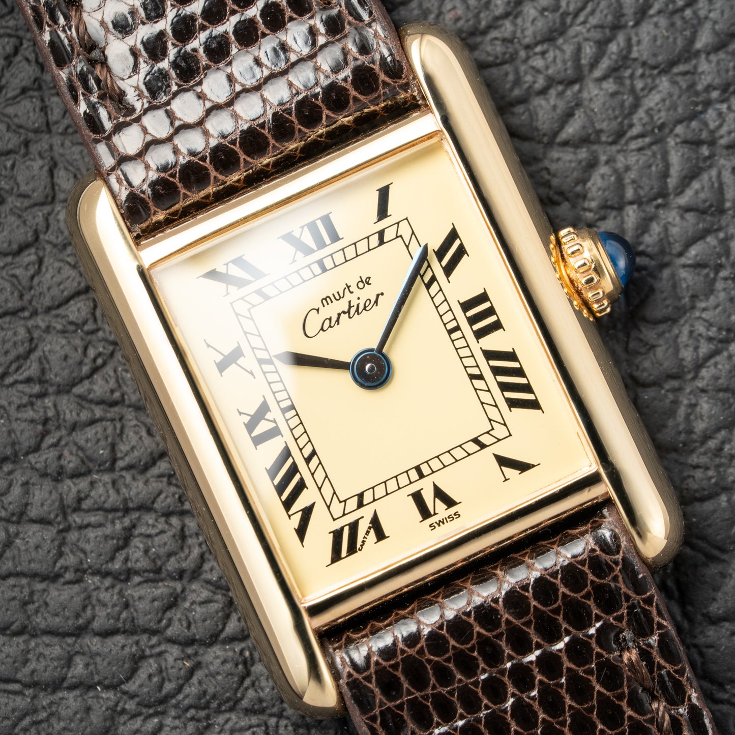 Cartier Tank Must de Lemon Roman Dial PM Vermeil Reference 5057001