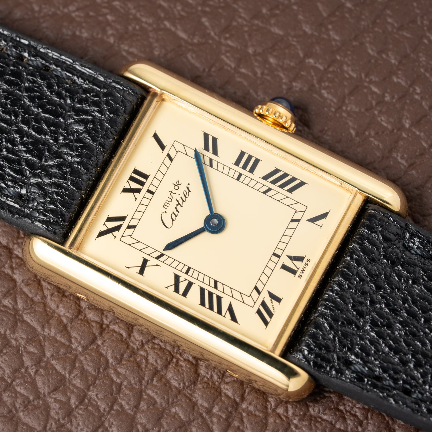 Cartier Tank Must de Vermeil Classic Roman Lemon Dial Ref 590005 from 1990s