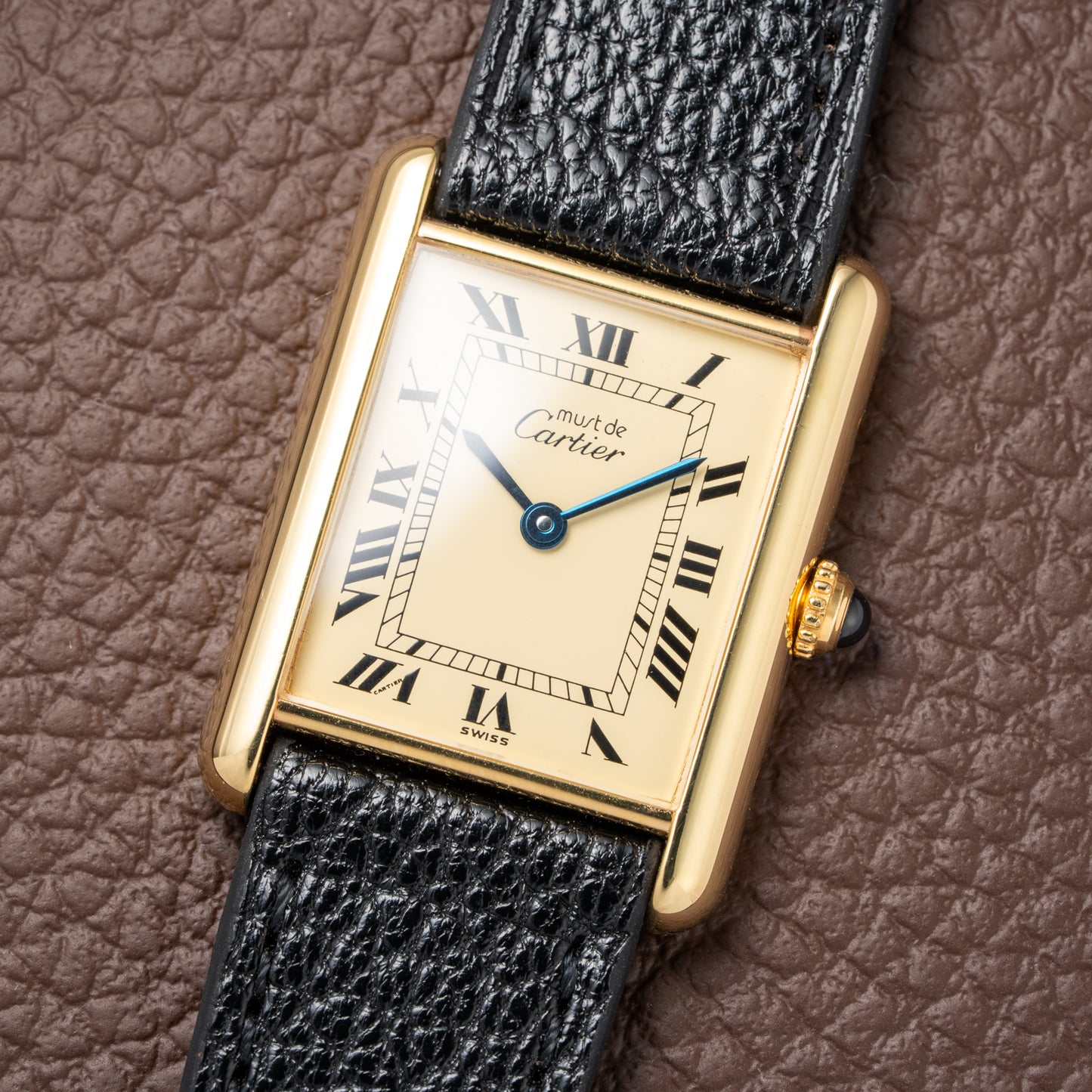 Cartier Tank Must de Vermeil Classic Roman Lemon Dial Ref 590005 from 1990s