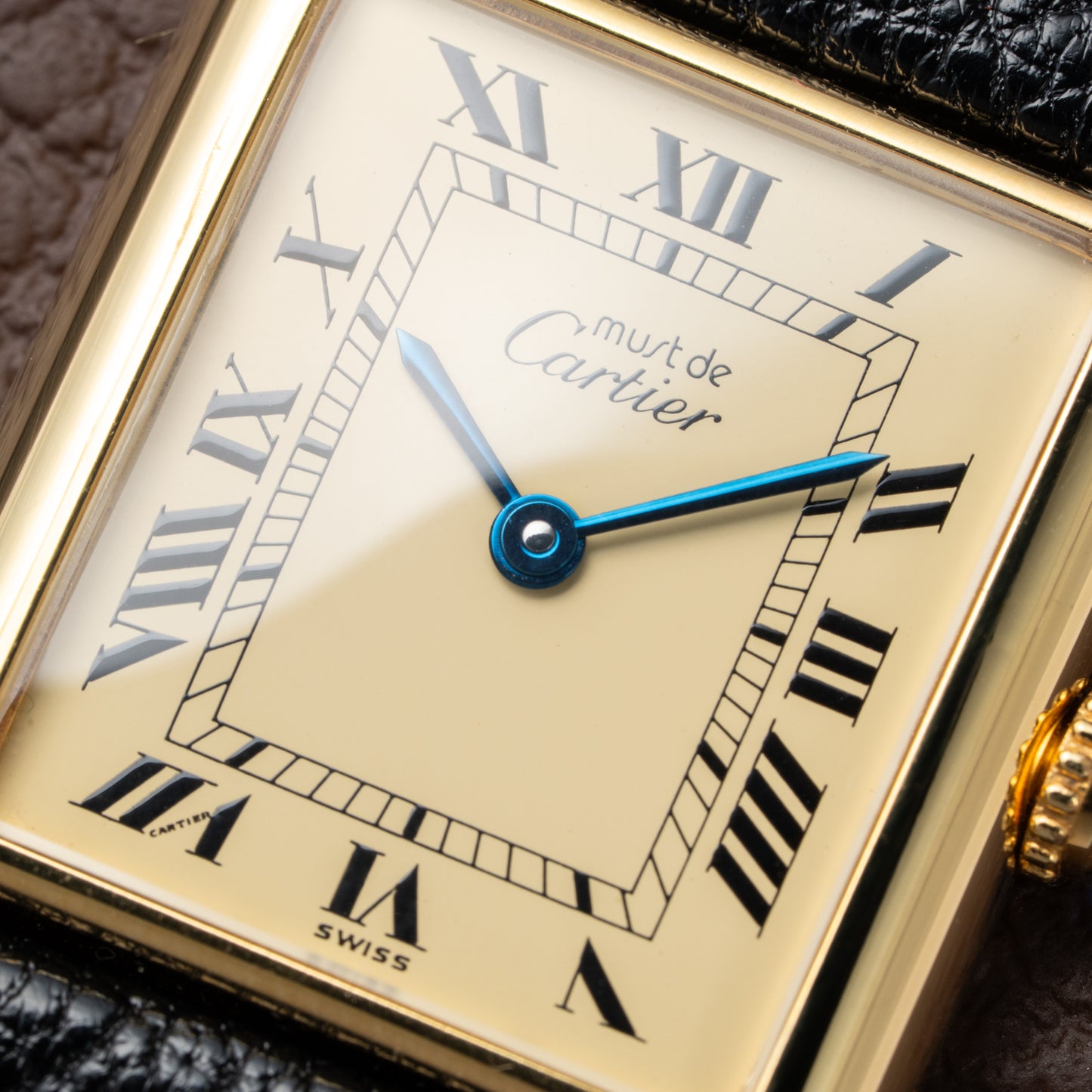 Cartier Tank Must de Vermeil Classic Roman Lemon Dial Ref 590005 from 1990s