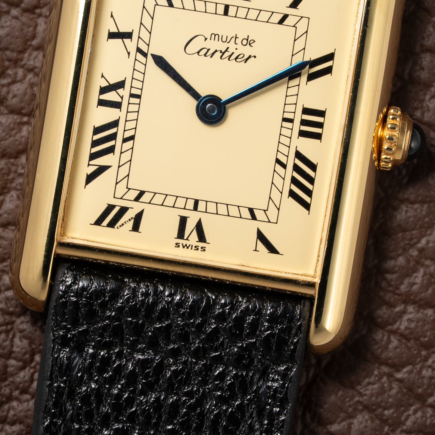Cartier Tank Must de Vermeil Classic Roman Lemon Dial Ref 590005 from 1990s