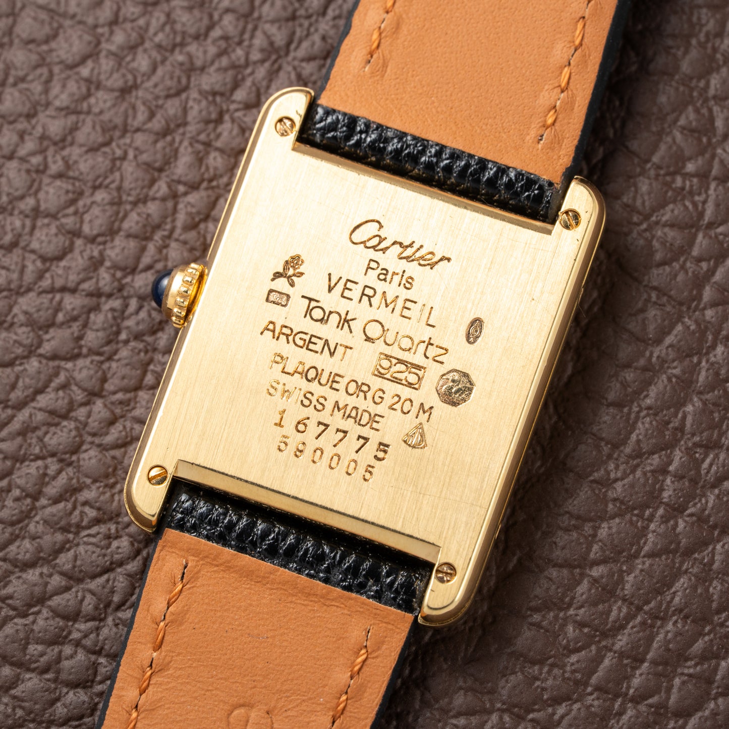 Cartier Tank Must de Vermeil Classic Roman Lemon Dial Ref 590005 from 1990s