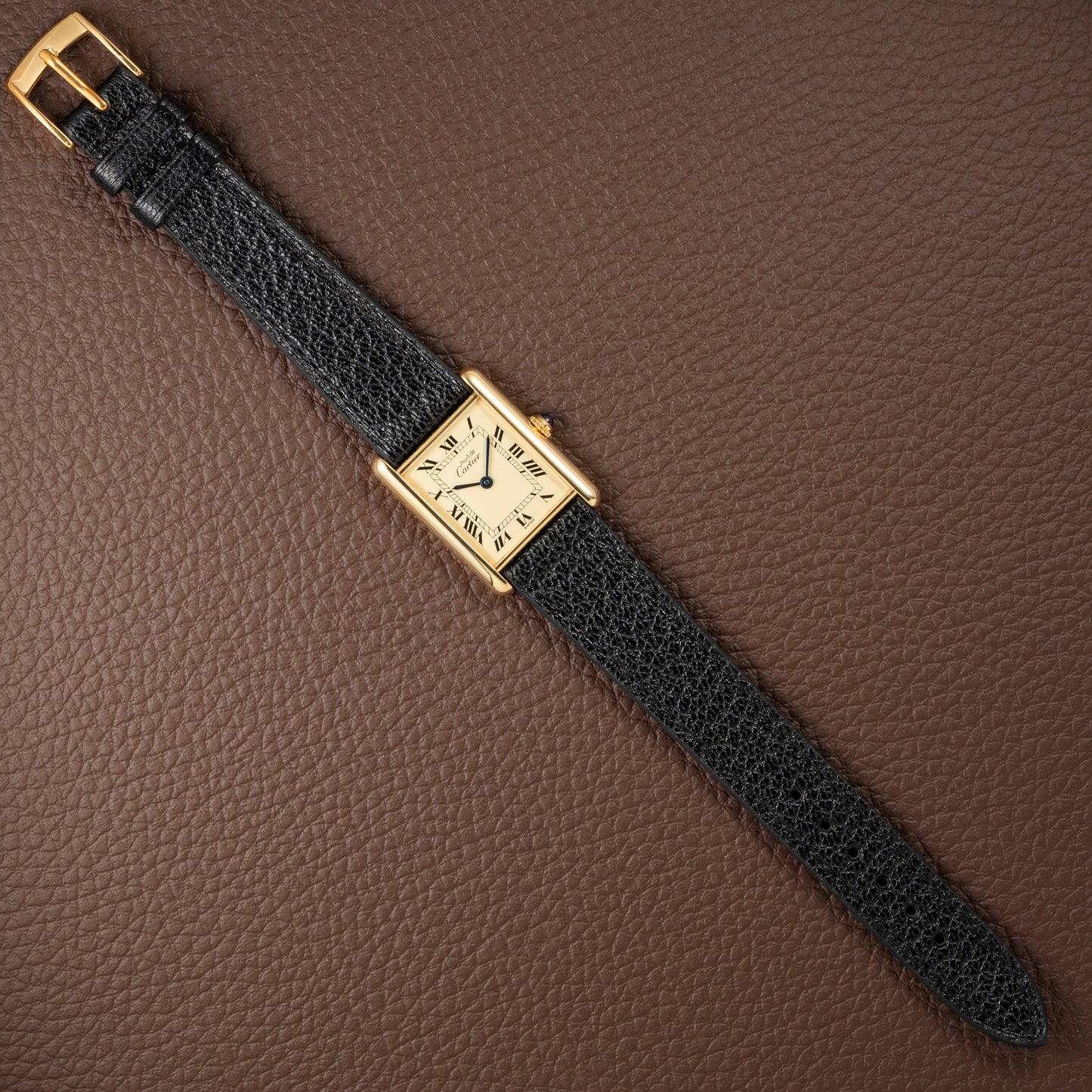 Cartier Tank Must de Vermeil Classic Roman Lemon Dial Ref 590005 from 1990s