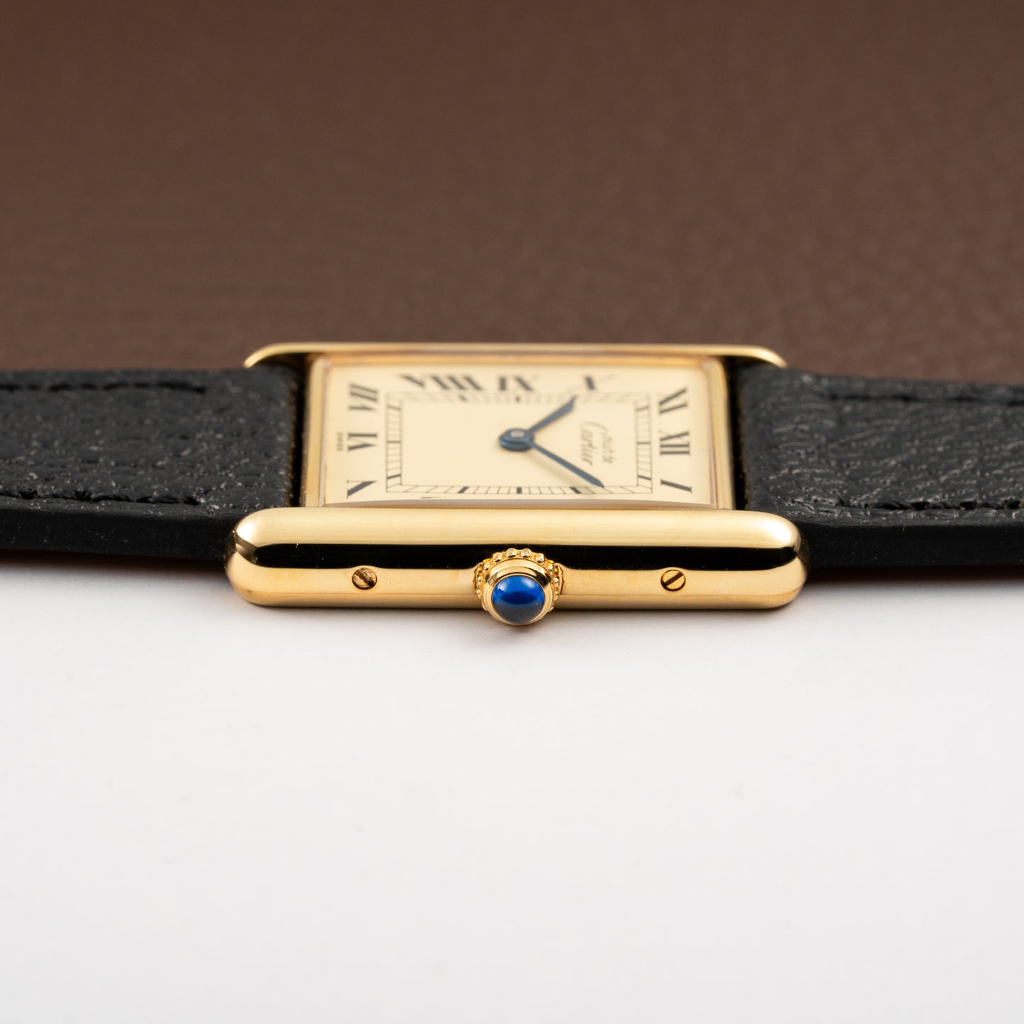 Cartier Tank Must de Vermeil Classic Roman Lemon Dial Ref 590005 from 1990s