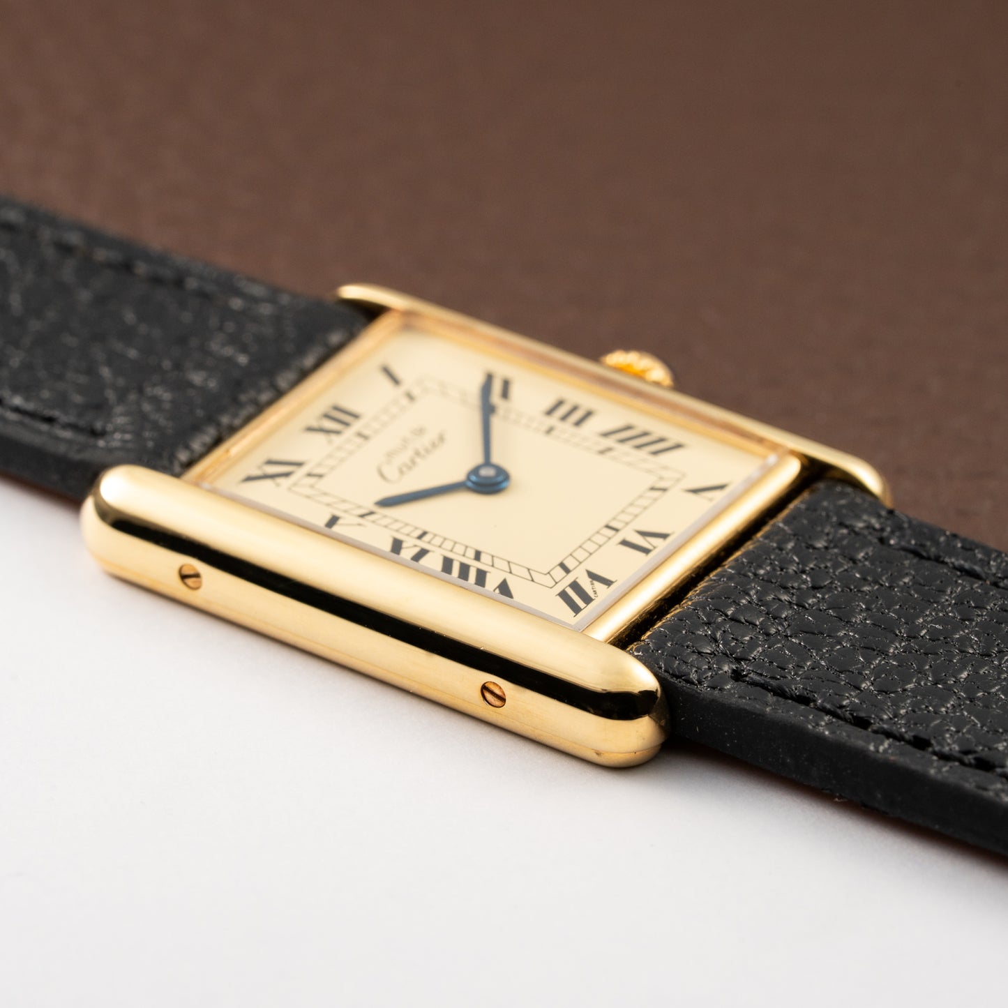 Cartier Tank Must de Vermeil Classic Roman Lemon Dial Ref 590005 from 1990s