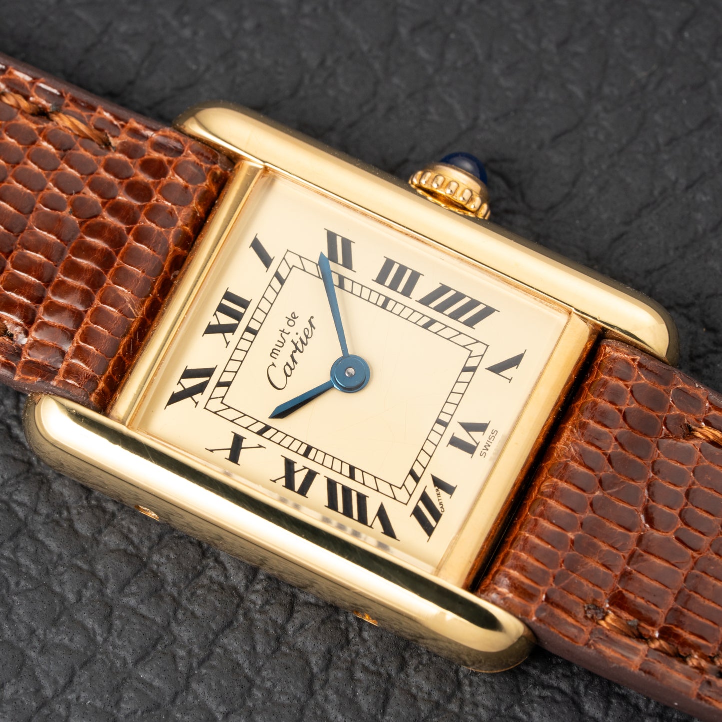 Cartier Tank Must de Lemon Roman Dial PM Vermeil Reference 3 66001
