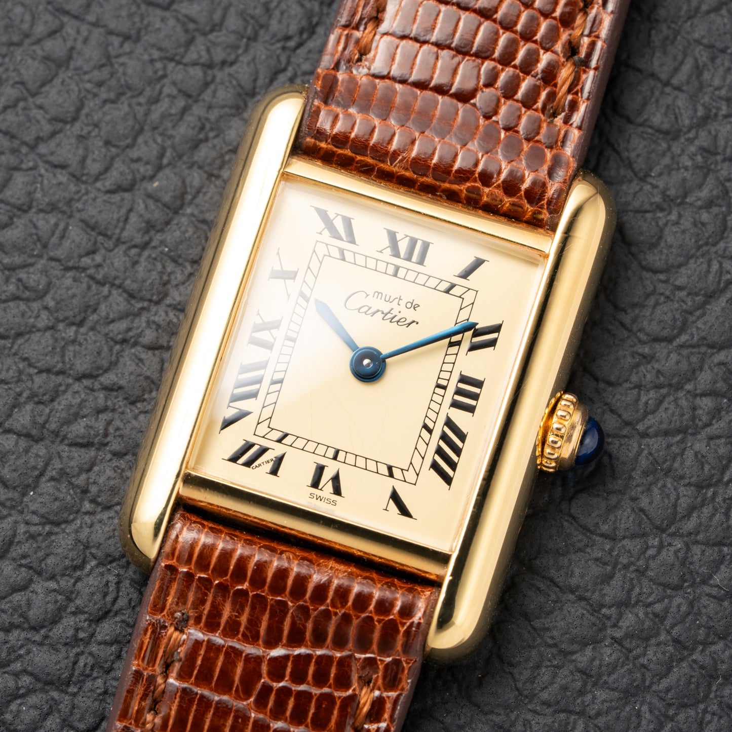 Cartier Tank Must de Lemon Roman Dial PM Vermeil Reference 3 66001