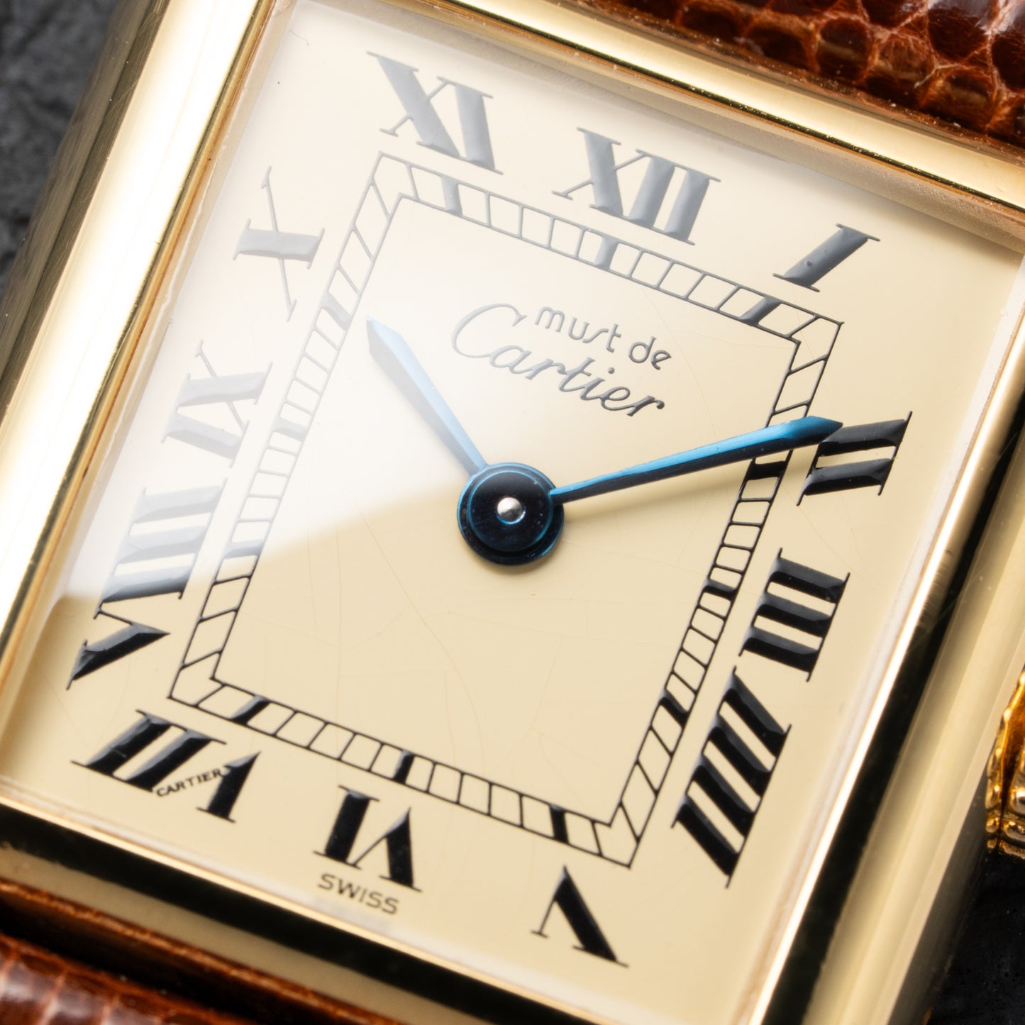 Cartier Tank Must de Lemon Roman Dial PM Vermeil Reference 3 66001