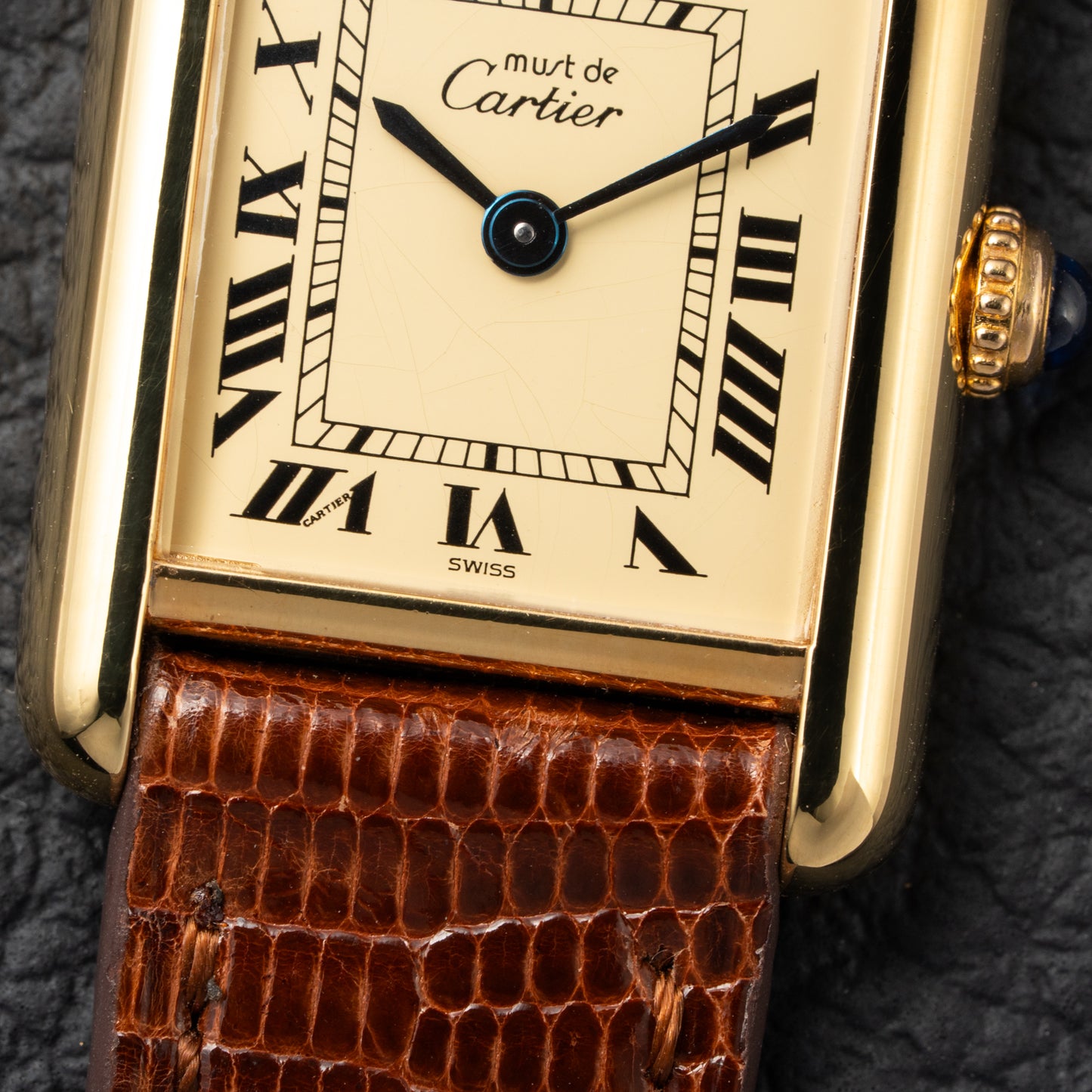 Cartier Tank Must de Lemon Roman Dial PM Vermeil Reference 3 66001