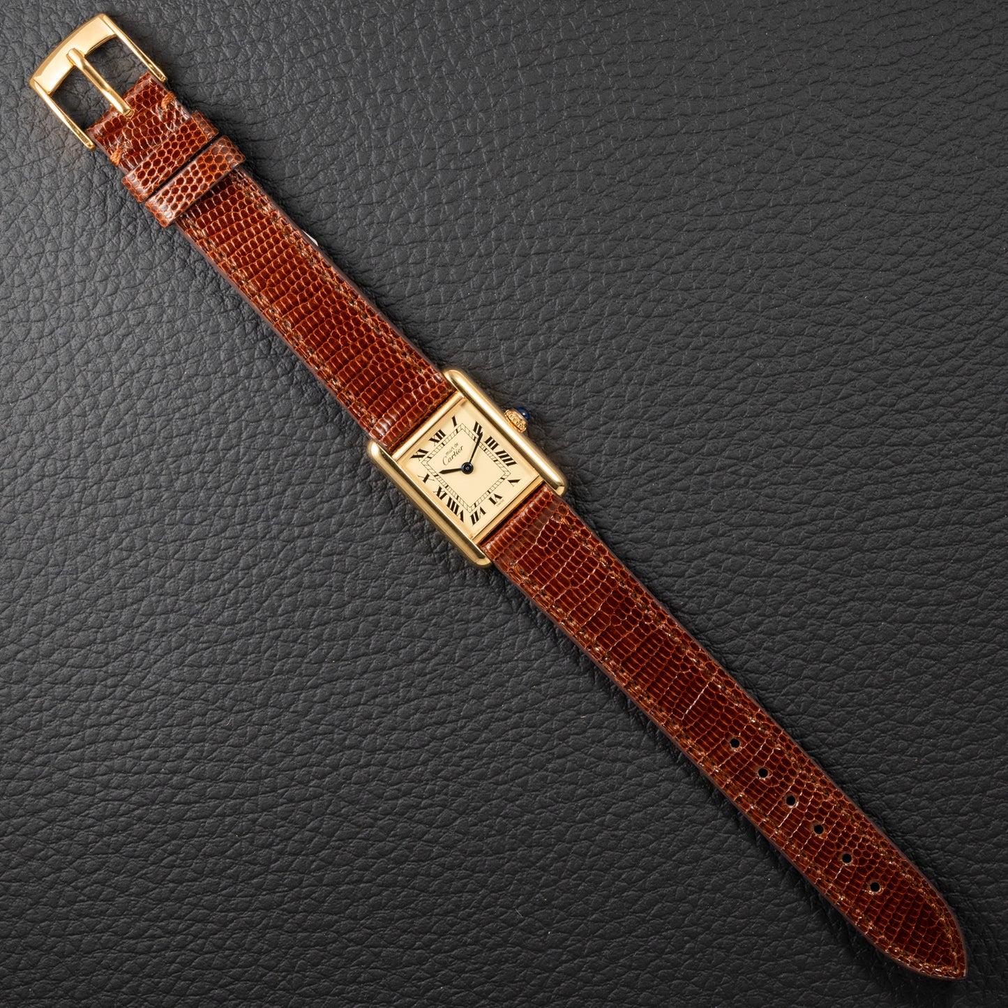 Cartier Tank Must de Lemon Roman Dial PM Vermeil Reference 3 66001