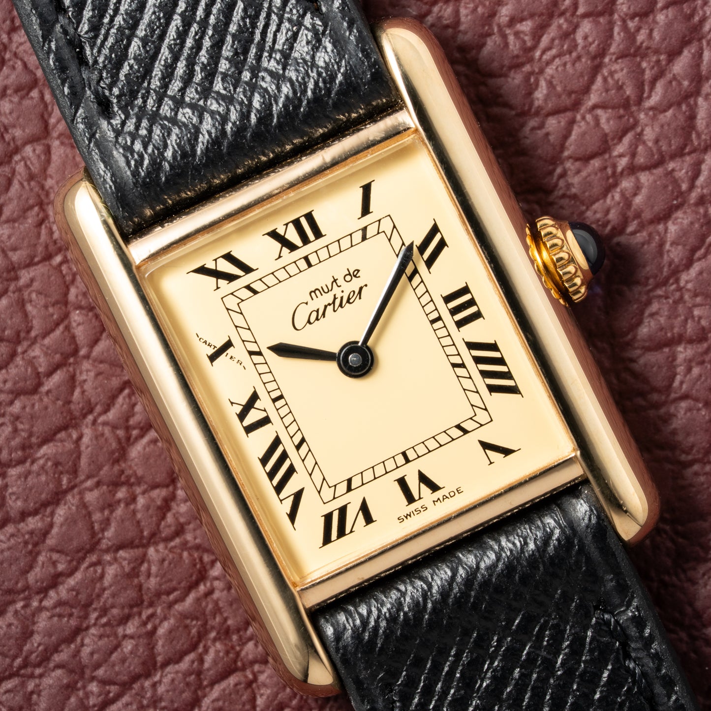 Cartier Tank Must de Vermeil Classic Roman Lemon Dial PM 1980s