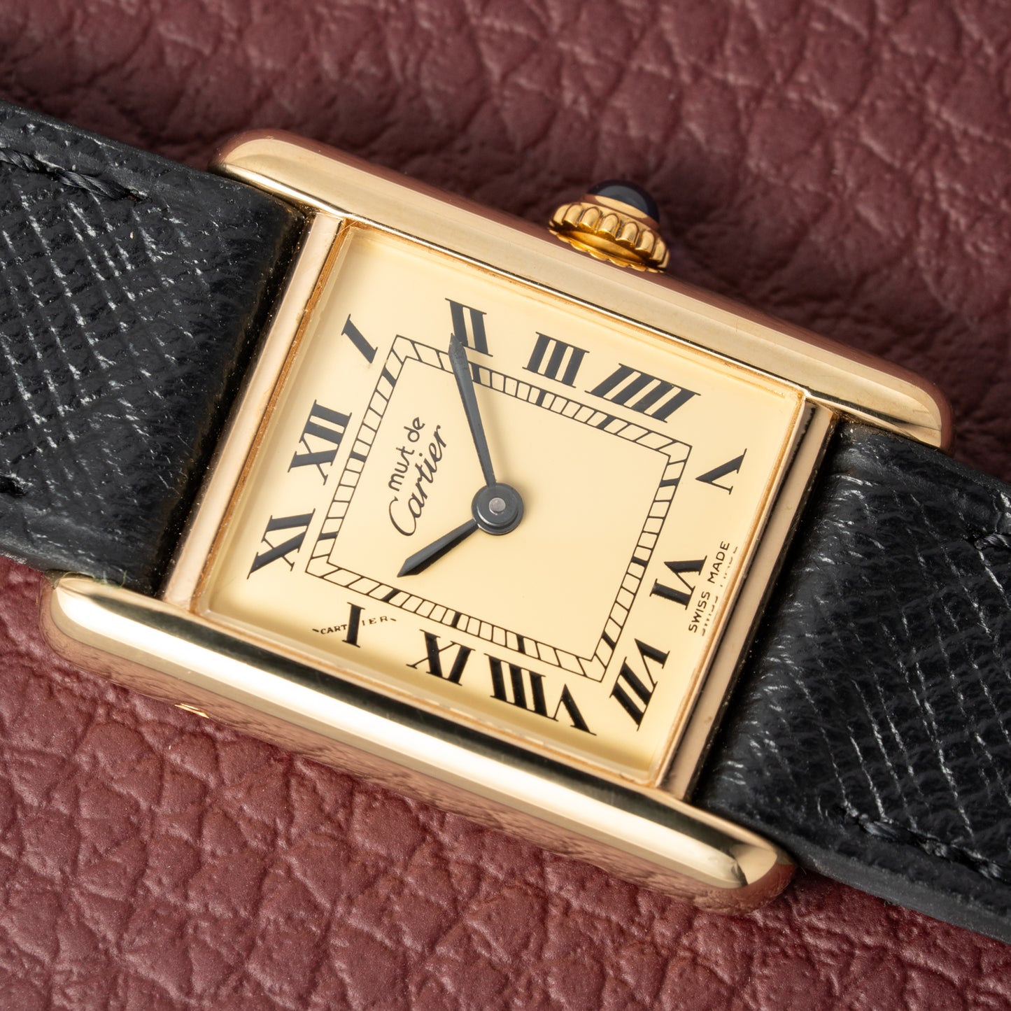Cartier Tank Must de Vermeil Classic Roman Lemon Dial PM 1980s