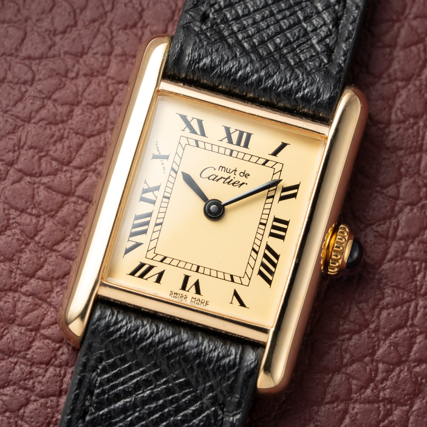 Cartier Tank Must de Vermeil Classic Roman Lemon Dial PM 1980s