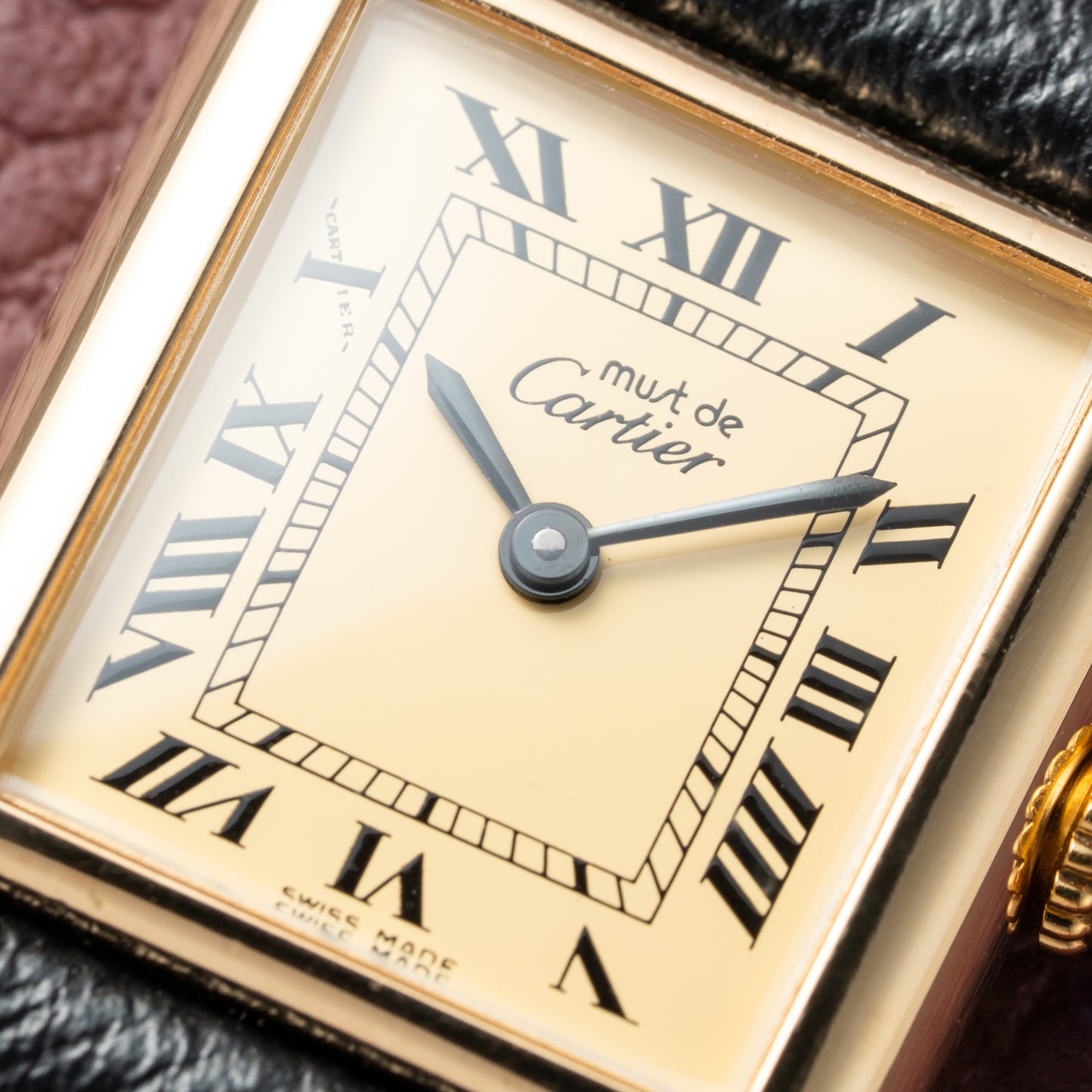 Cartier Tank Must de Vermeil Classic Roman Lemon Dial PM 1980s