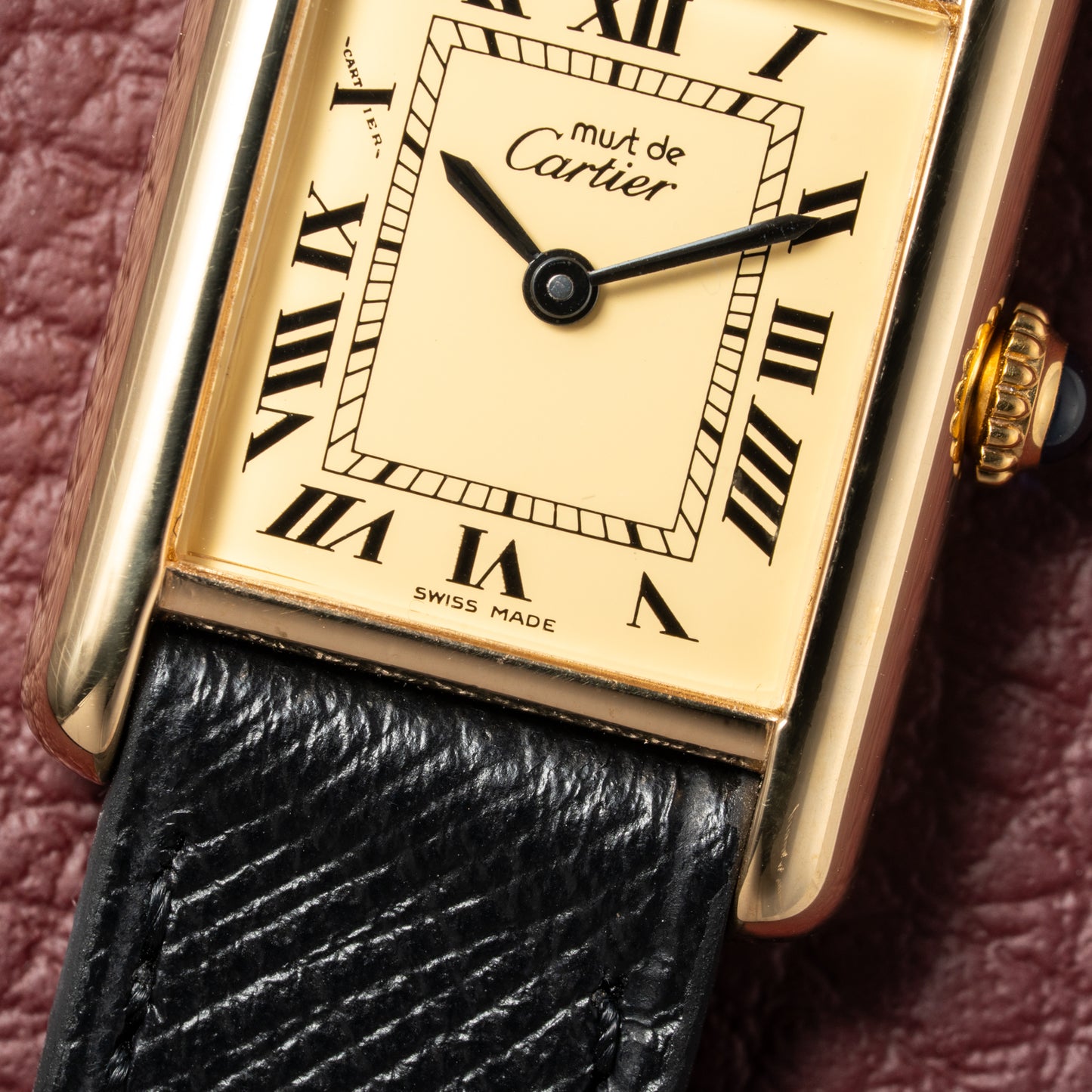 Cartier Tank Must de Vermeil Classic Roman Lemon Dial PM 1980s