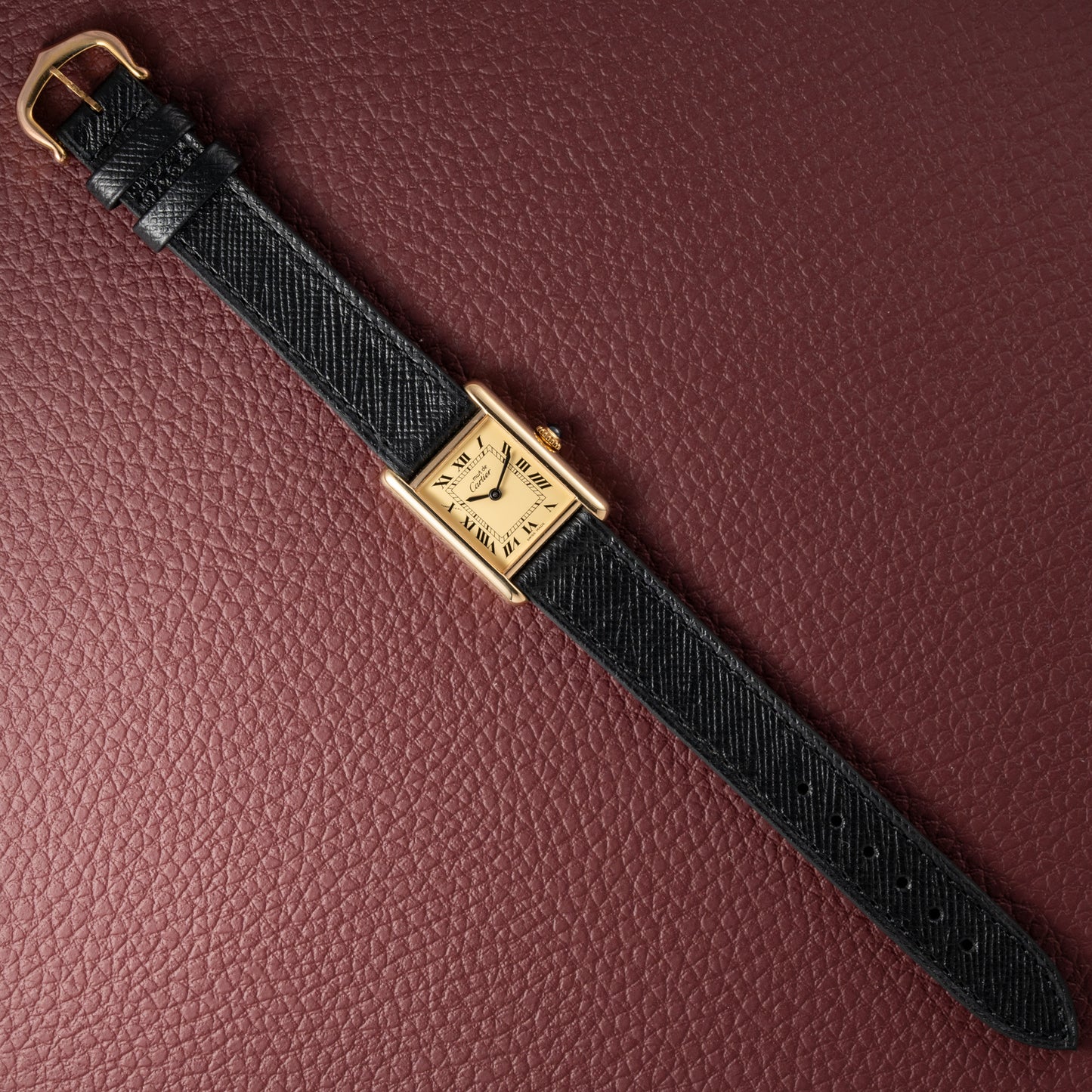Cartier Tank Must de Vermeil Classic Roman Lemon Dial PM 1980s