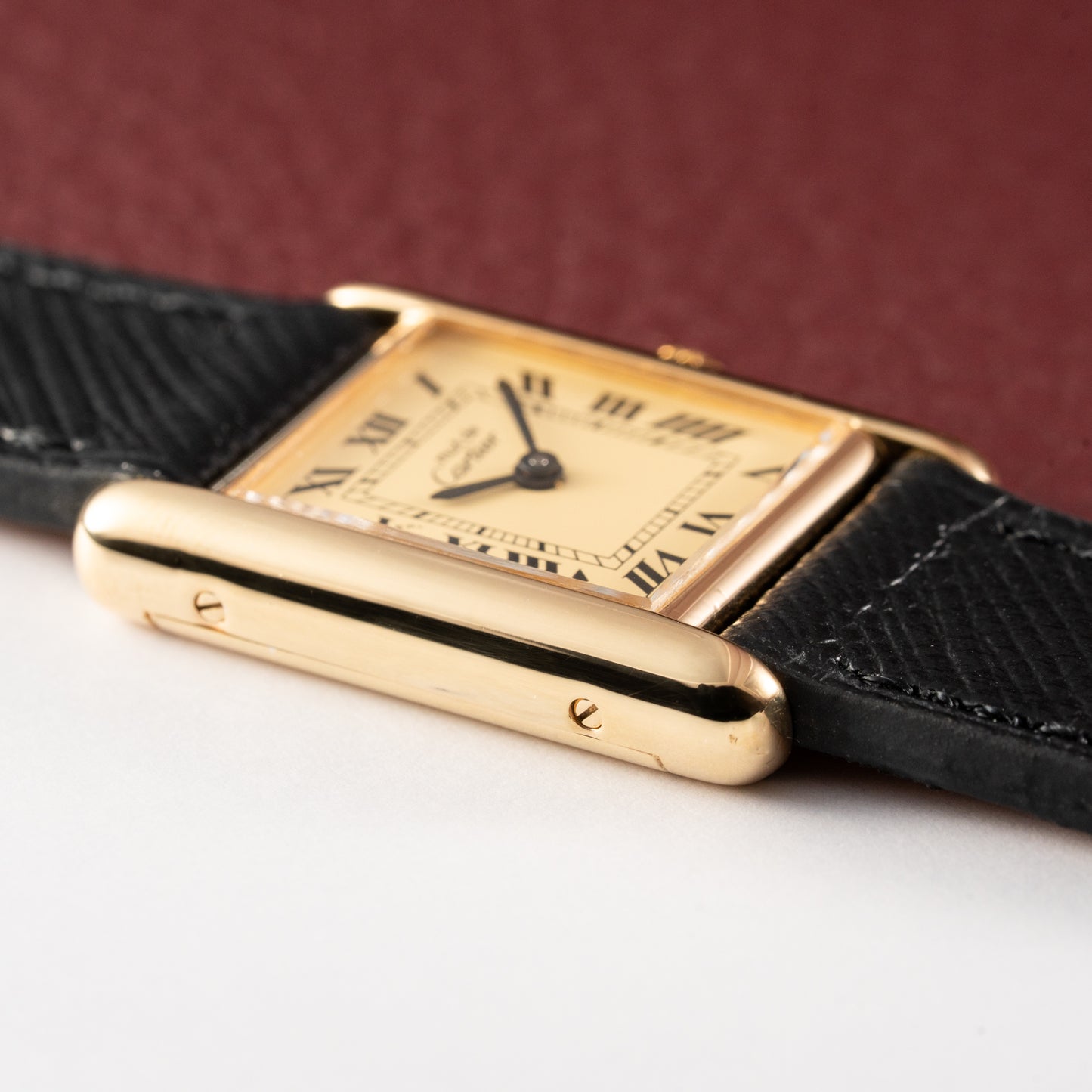 Cartier Tank Must de Vermeil Classic Roman Lemon Dial PM 1980s
