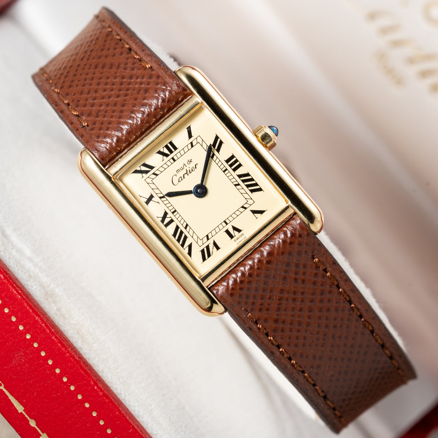 Cartier Must de Tank Vermeil Roman Full Set Ref. 3 66001 from 1986 !