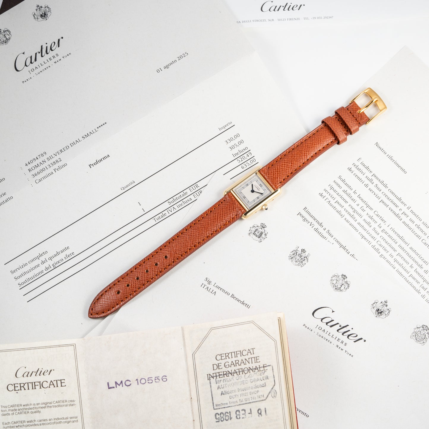 Cartier Tank Must de Silver Art Deco Dial Vermeil Full Set from 1985 with 2025 Cartier Service