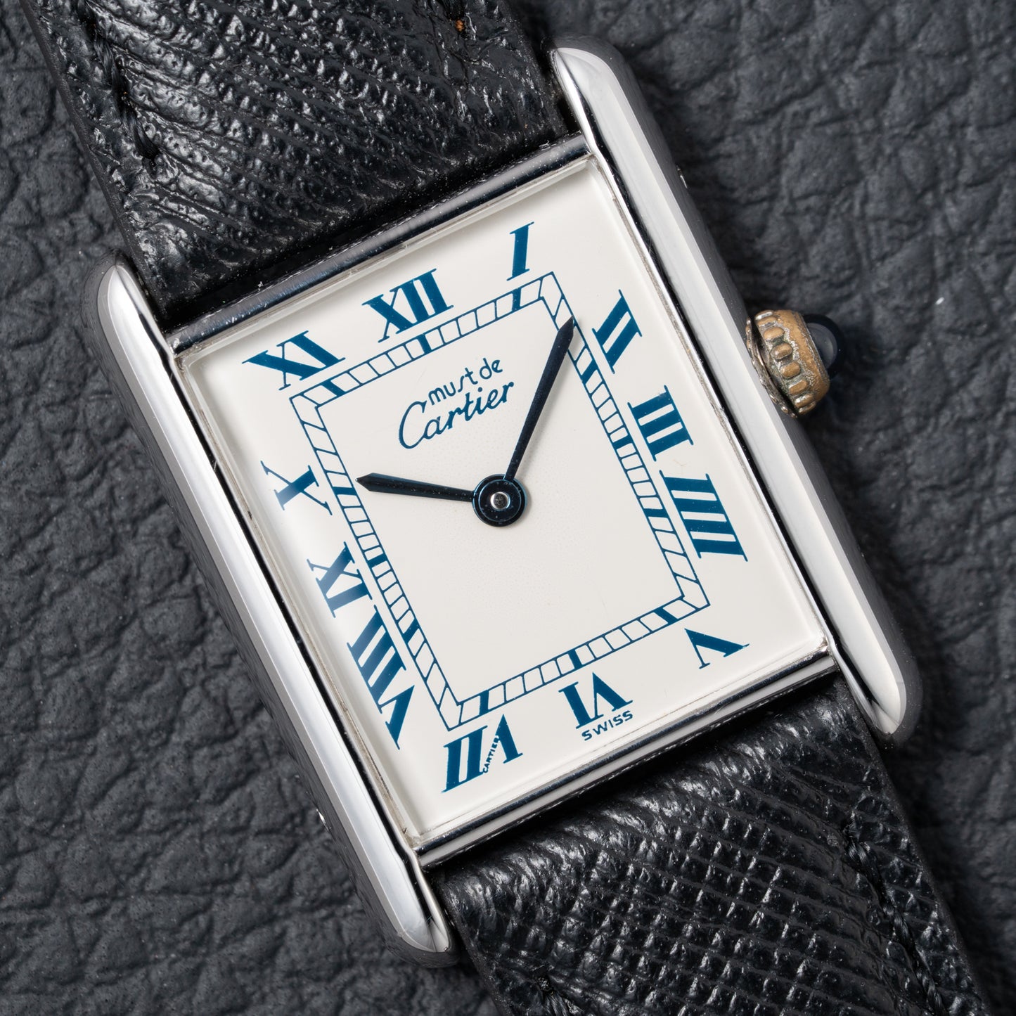Cartier Must de Tank Silver White Roman Dial GM Reference 690006 from 1990s