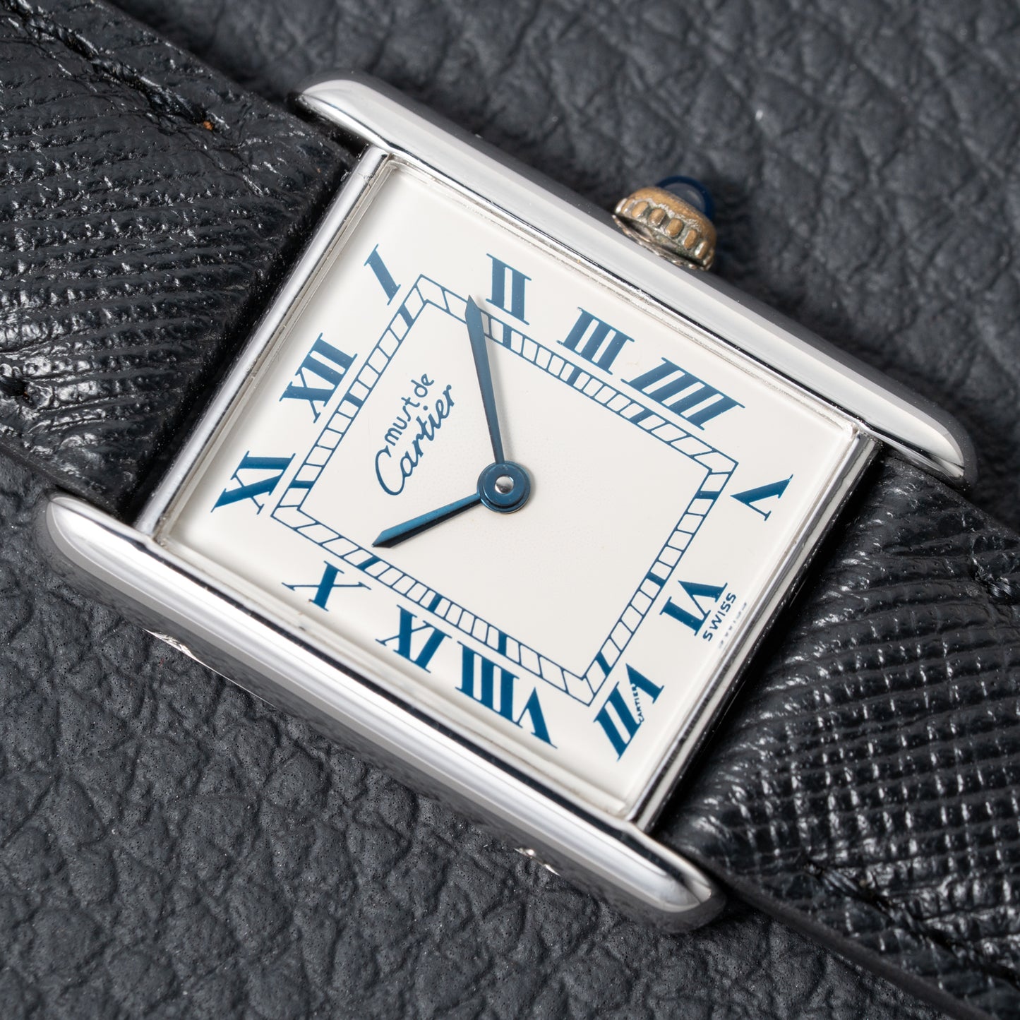 Cartier Must de Tank Silver White Roman Dial GM Reference 690006 from 1990s