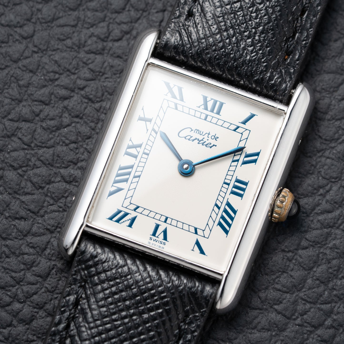 Cartier Must de Tank Silver White Roman Dial GM Reference 690006 from 1990s