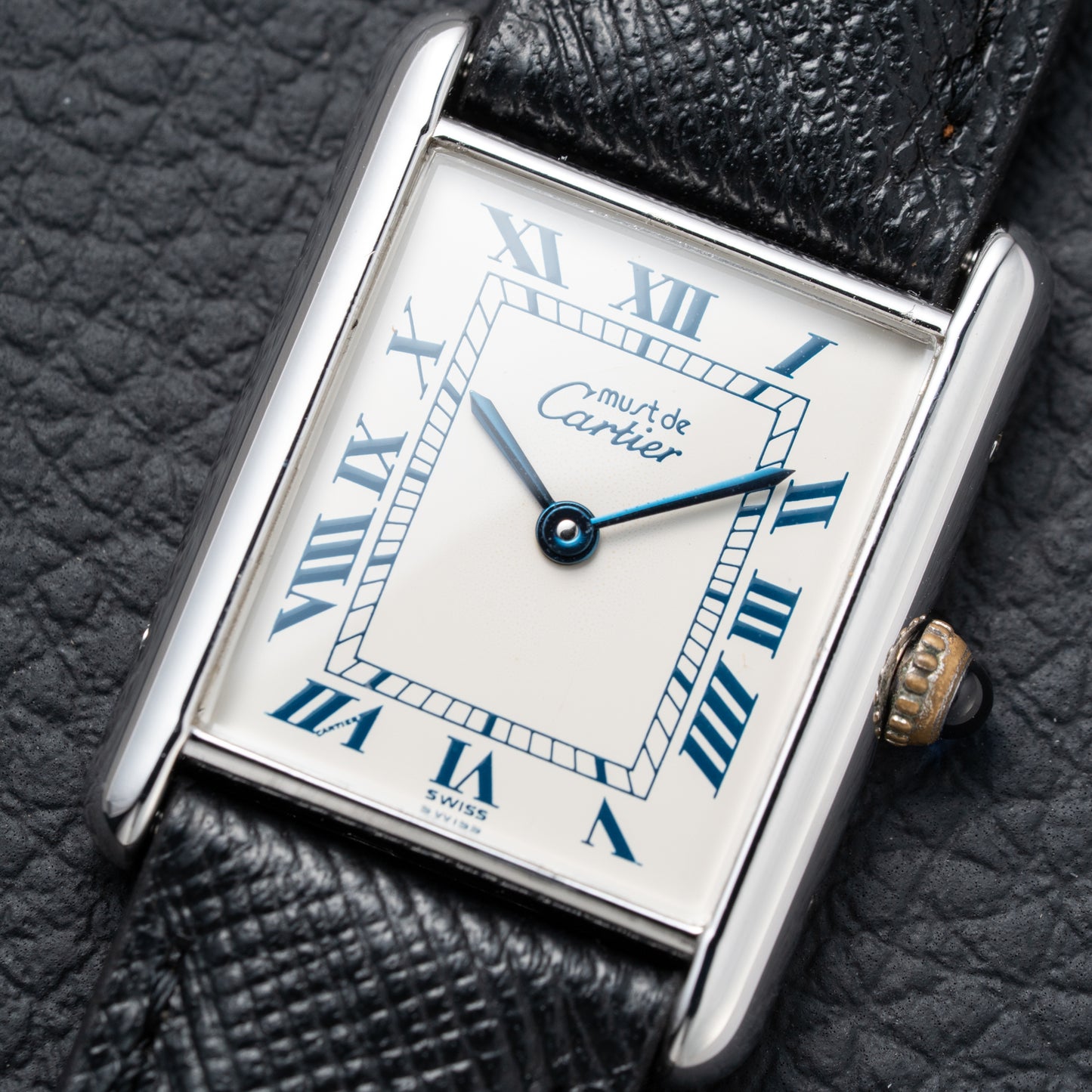 Cartier Must de Tank Silver White Roman Dial GM Reference 690006 from 1990s