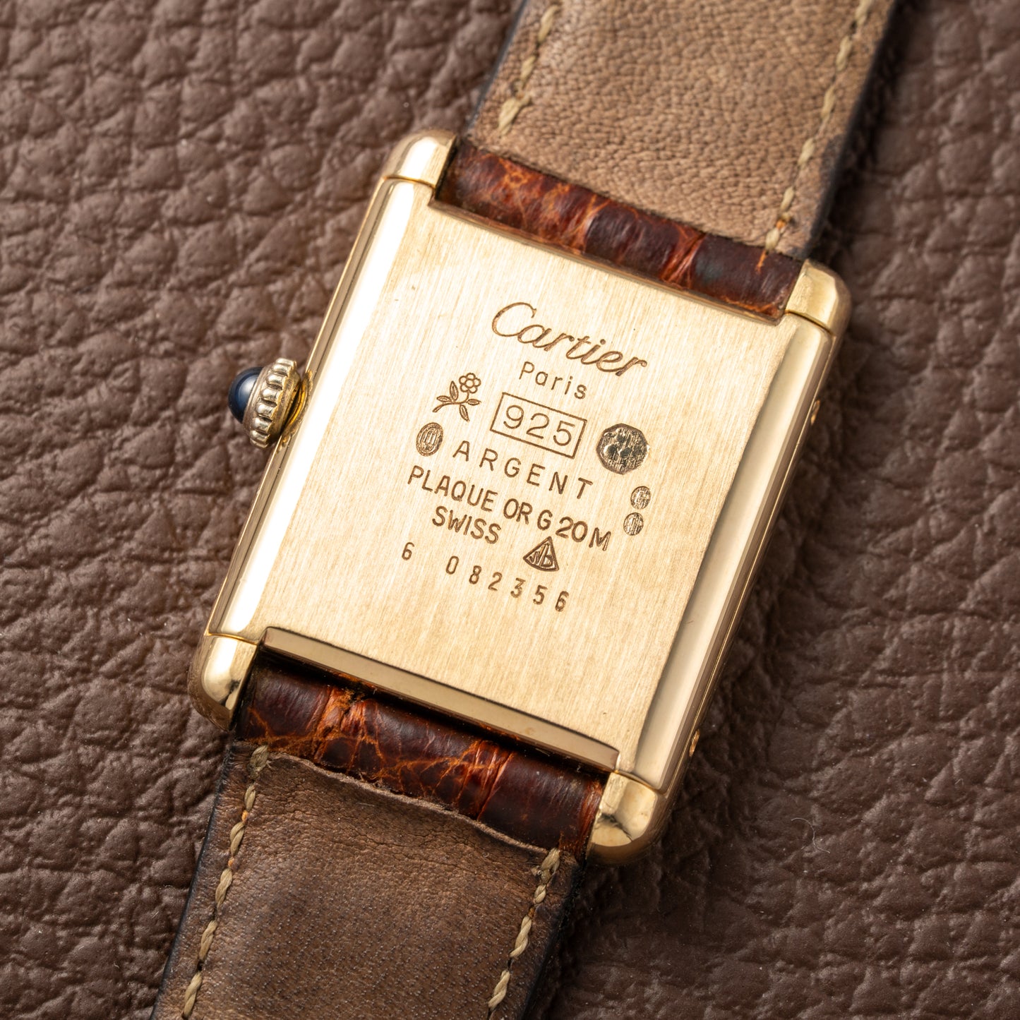Cartier Tank Must de Vermeil ‘Turtle Shell’ Brown Wood Dial GM 1980s