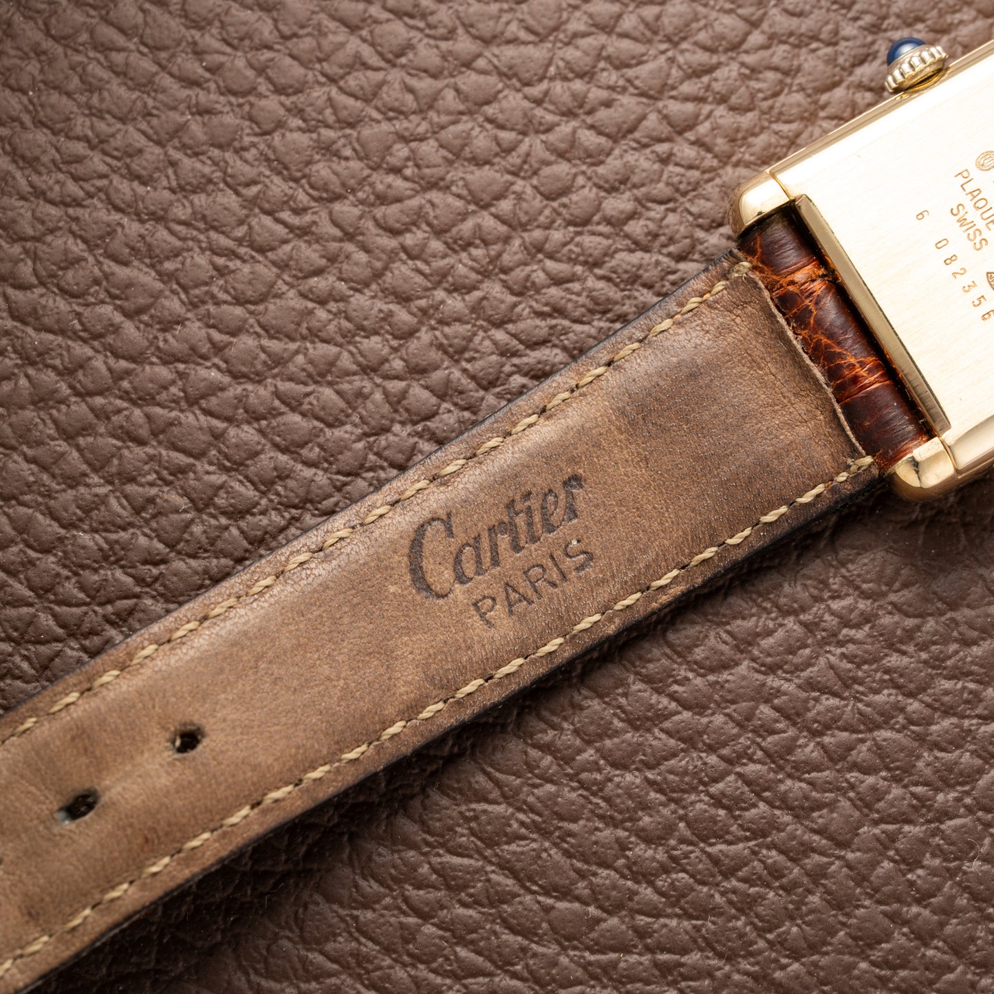 Cartier Tank Must de Vermeil ‘Turtle Shell’ Brown Wood Dial GM 1980s