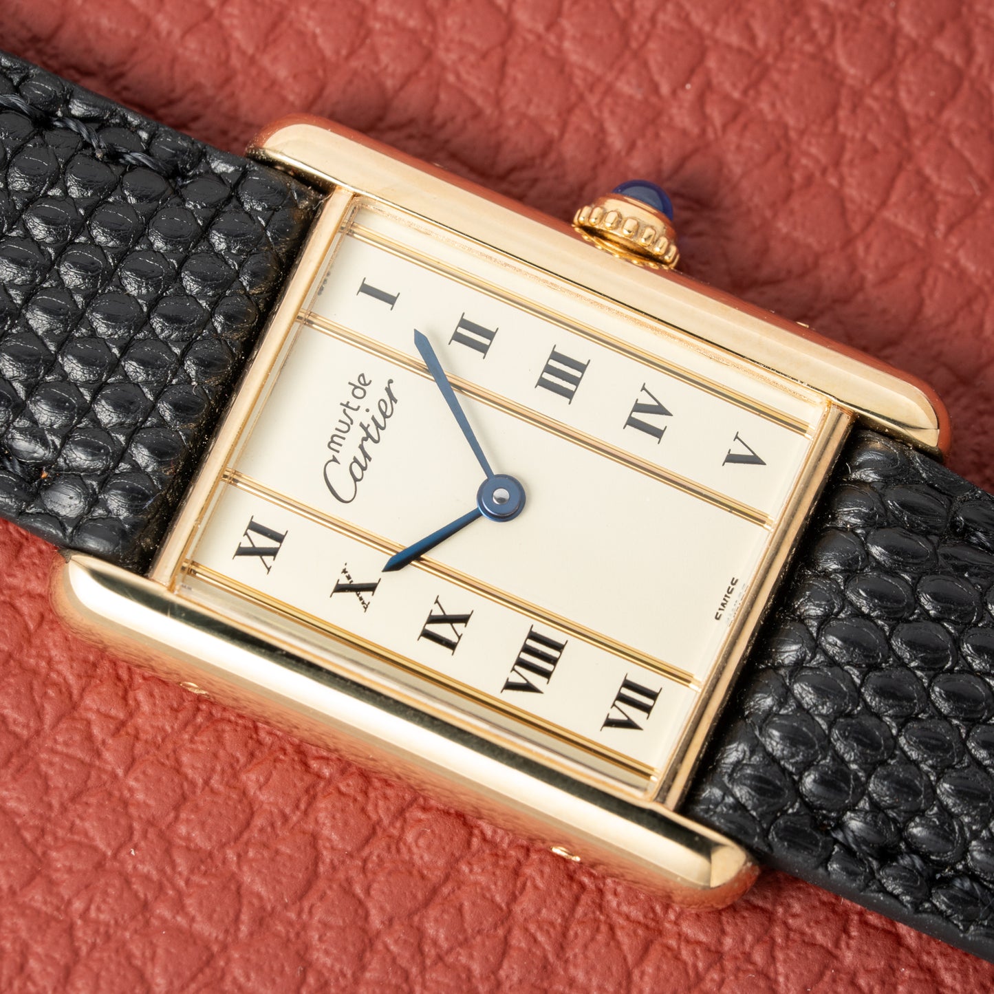 Cartier Must de Tank Vermeil Vendôme Roman Ivory Column Dial GM Ref 590005