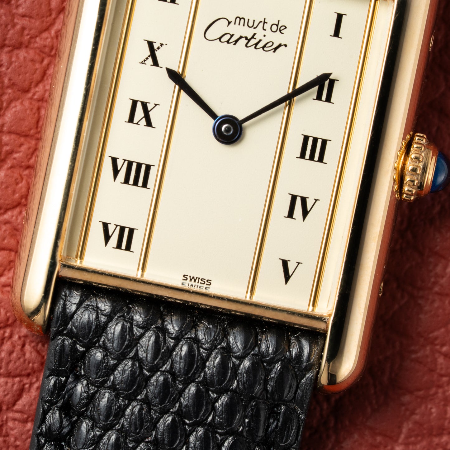 Cartier Must de Tank Vermeil Vendôme Roman Ivory Column Dial GM Ref 590005