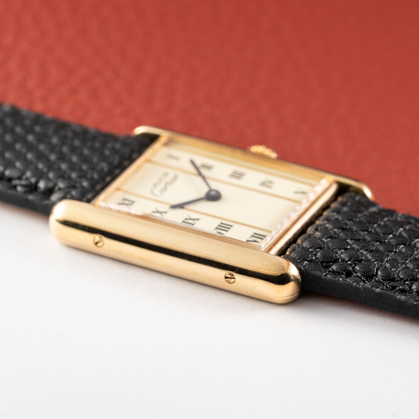 Cartier Must de Tank Vermeil Vendôme Roman Ivory Column Dial GM Ref 590005