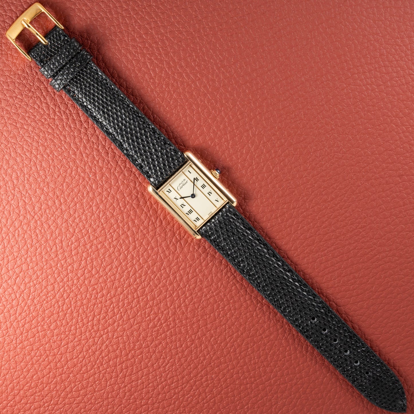 Cartier Must de Tank Vermeil Vendôme Roman Ivory Column Dial GM Ref 590005