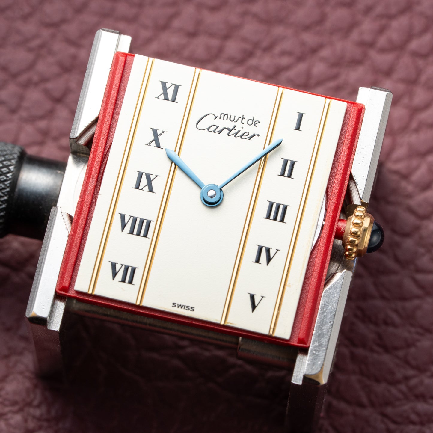 Cartier Must de Tank Vermeil Vendôme Roman Ivory Column Dial GM Ref 590005