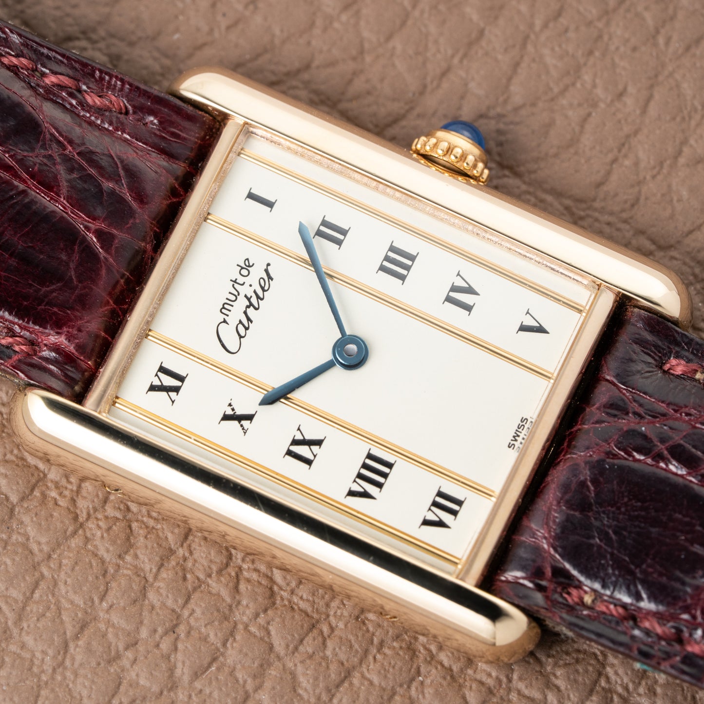 Cartier Must de Tank Vermeil Vendôme Roman Ivory Column Dial GM Ref 590005