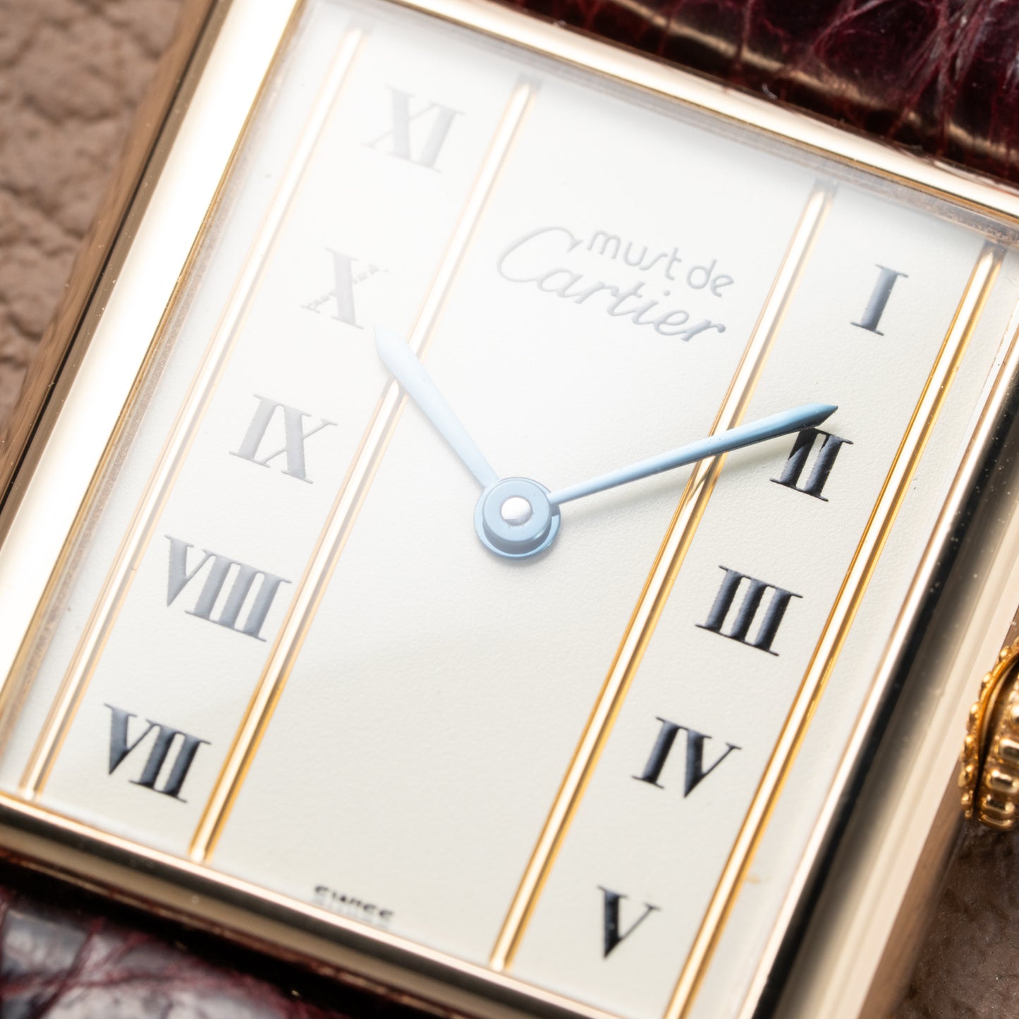 Cartier Must de Tank Vermeil Vendôme Roman Ivory Column Dial GM Ref 590005