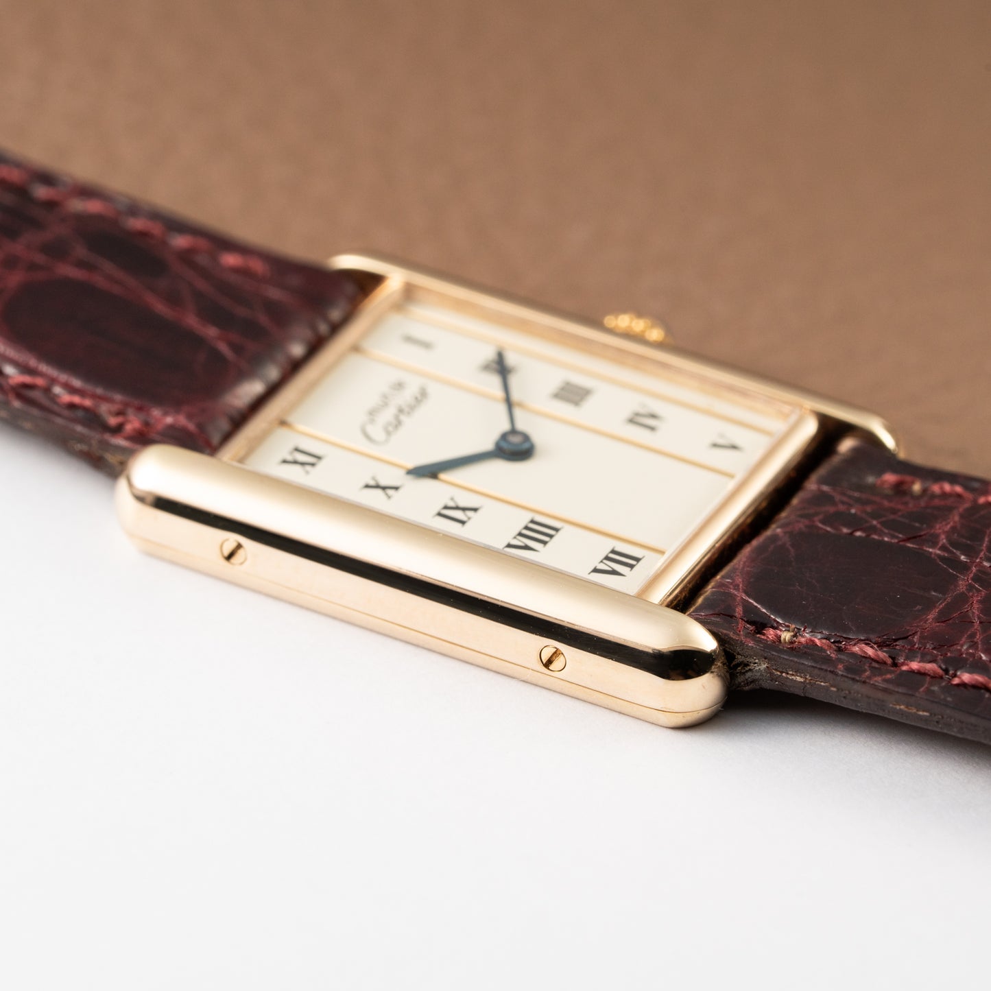Cartier Must de Tank Vermeil Vendôme Roman Ivory Column Dial GM Ref 590005
