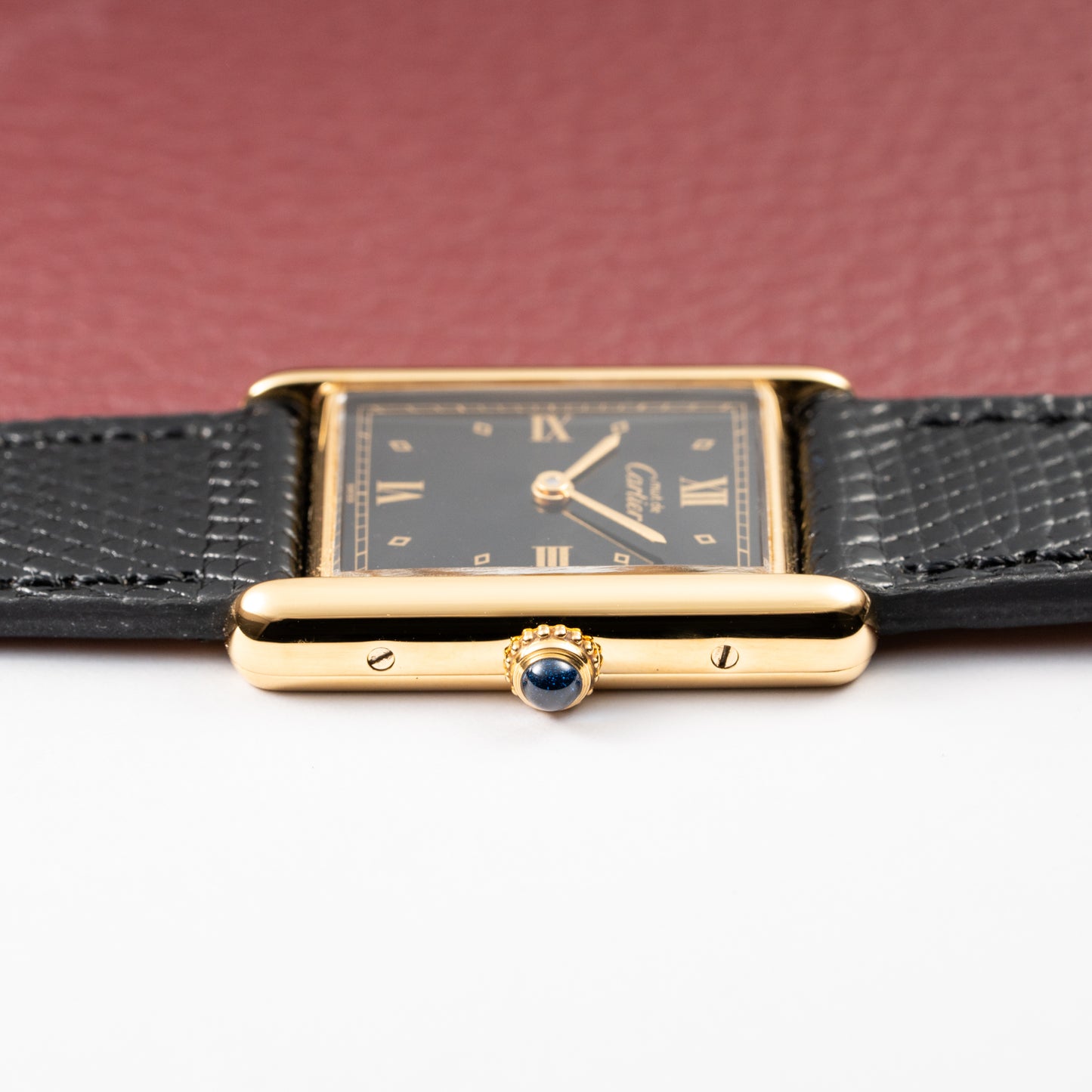 Cartier Tank Must de Vermeil Black Glossy Art Deco Dial 1990s Ref. 590005