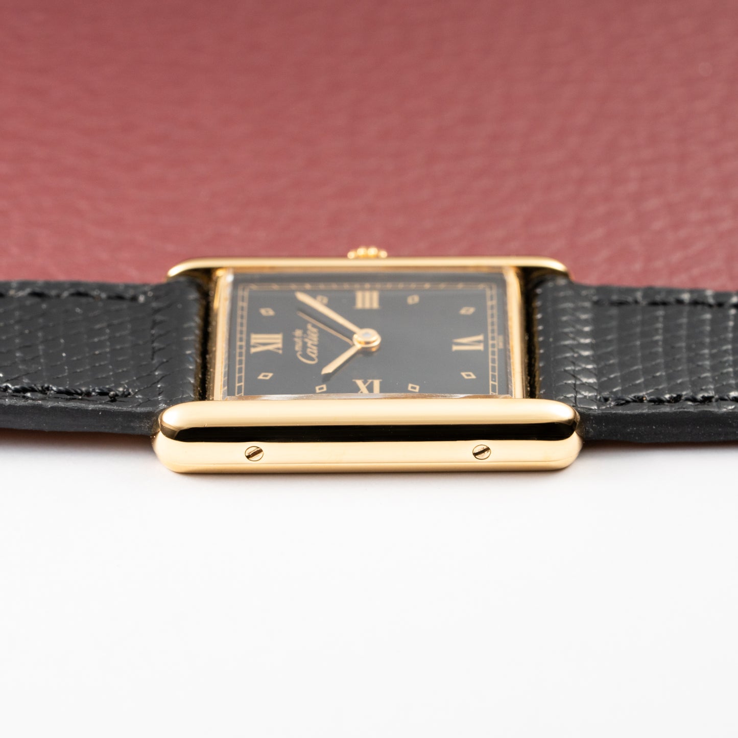 Cartier Tank Must de Vermeil Black Glossy Art Deco Dial 1990s Ref. 590005