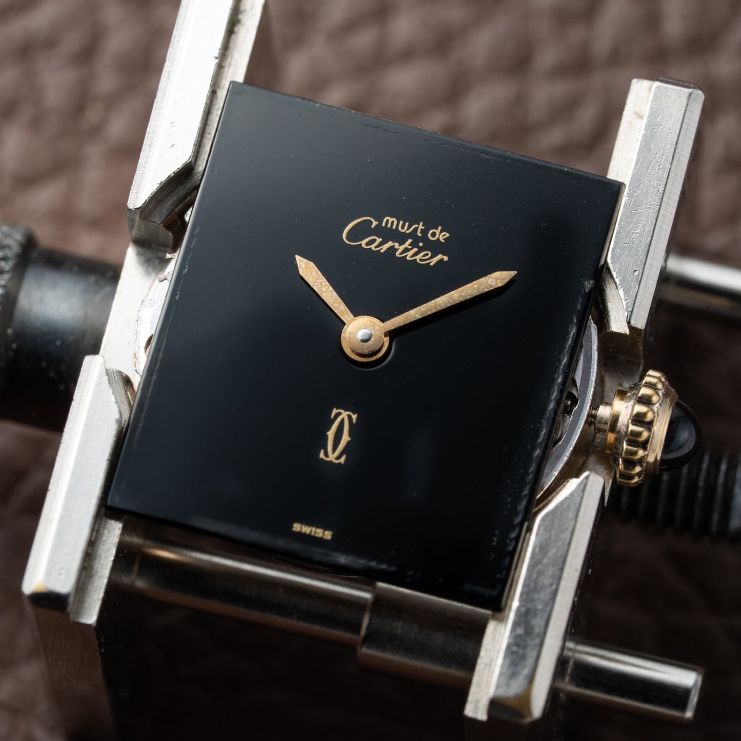 Cartier Tank Must de Vermeil Black Dial PM 1980s Model
