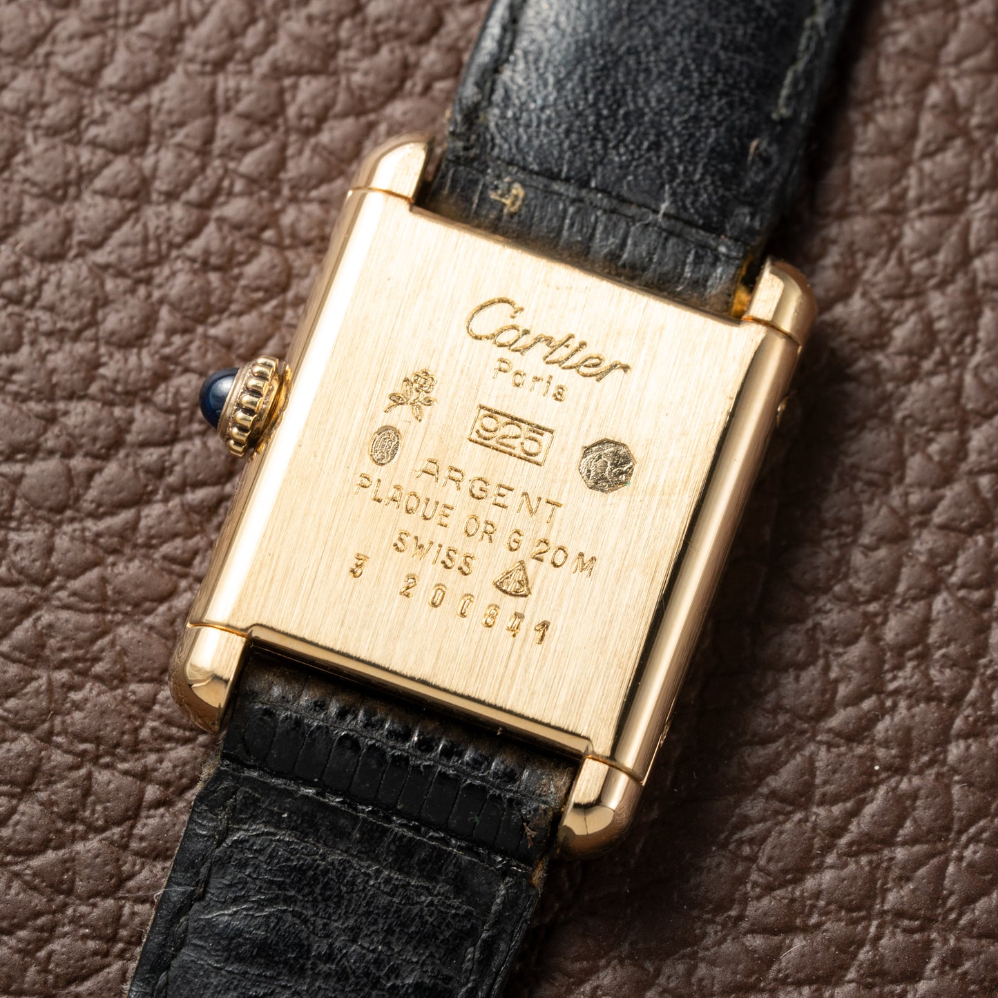 Cartier Tank Must de Vermeil Black Dial PM 1980s Model