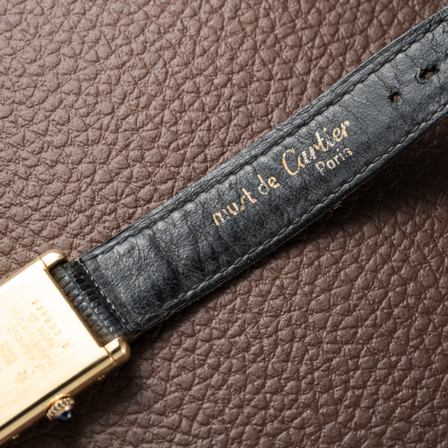 Cartier Tank Must de Vermeil Black Dial PM 1980s Model