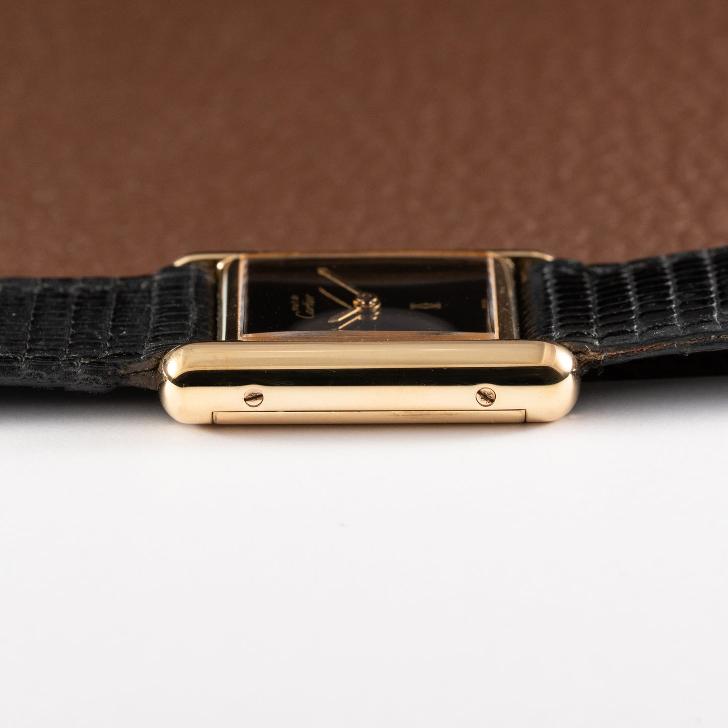 Cartier Tank Must de Vermeil Black Dial PM 1980s Model