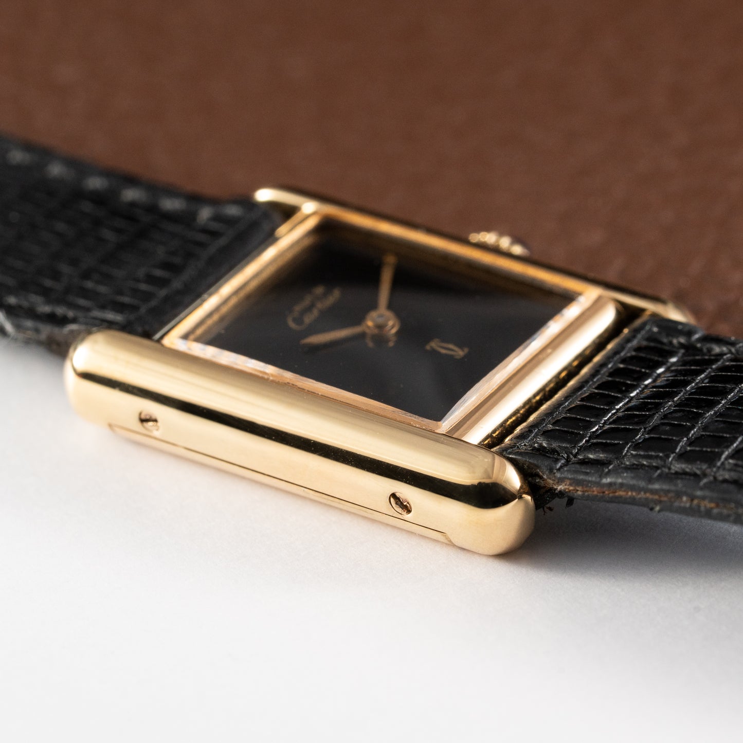 Cartier Tank Must de Vermeil Black Dial PM 1980s Model