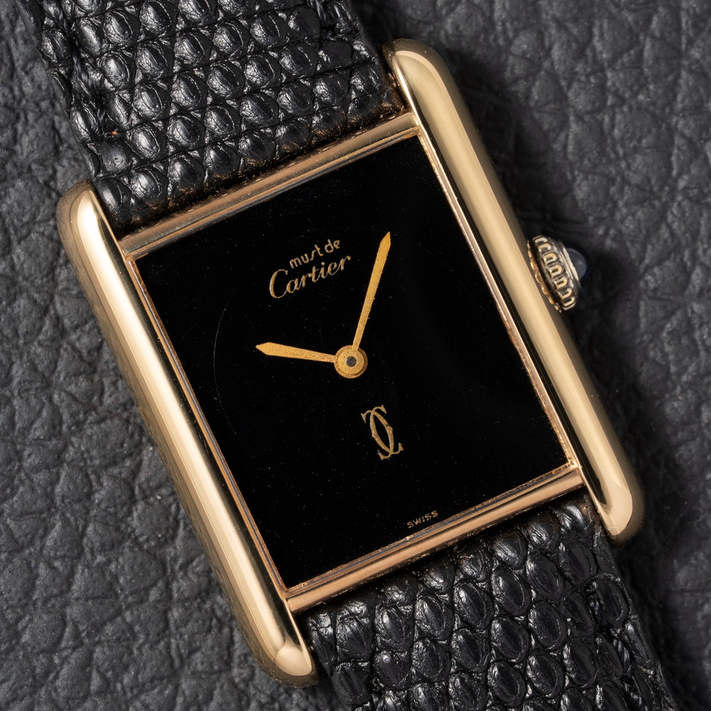 Cartier Tank Must de Vermeil Black Onyx Dial GM 1980s