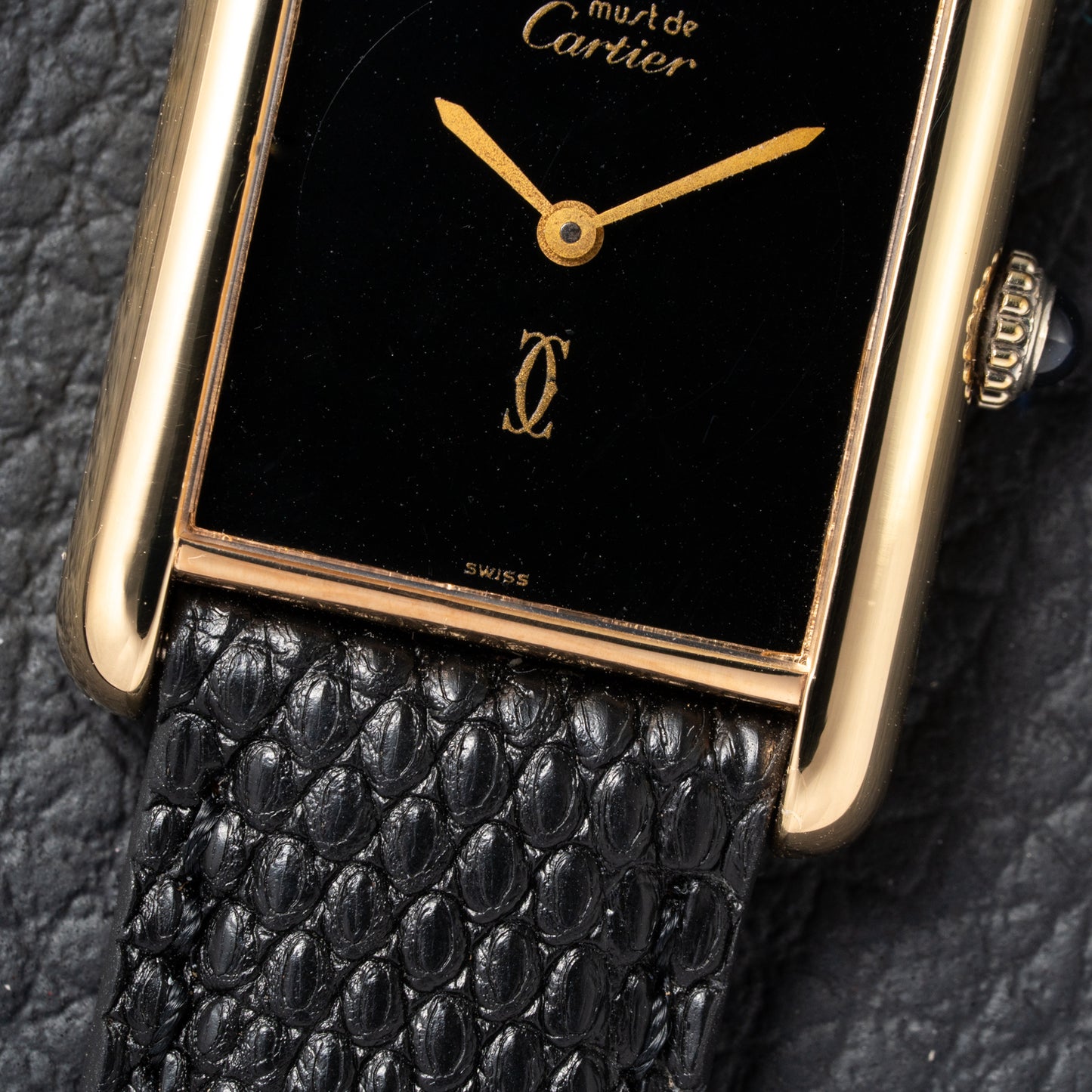 Cartier Tank Must de Vermeil Black Onyx Dial GM 1980s
